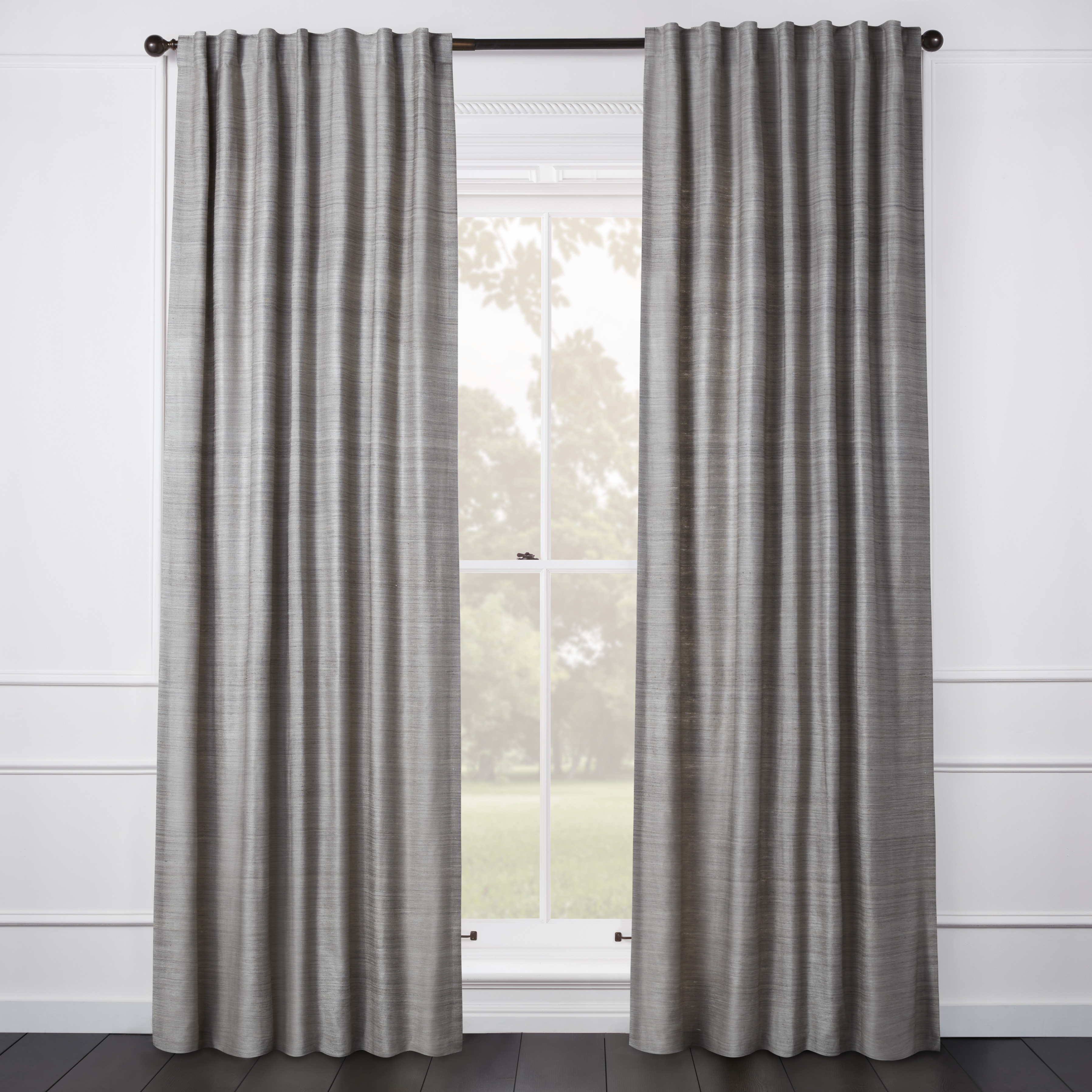 Aiya Silk Grey Curtain - Custom