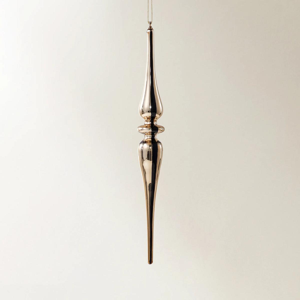 Gold Stripe Finial Ornament - Set of 4