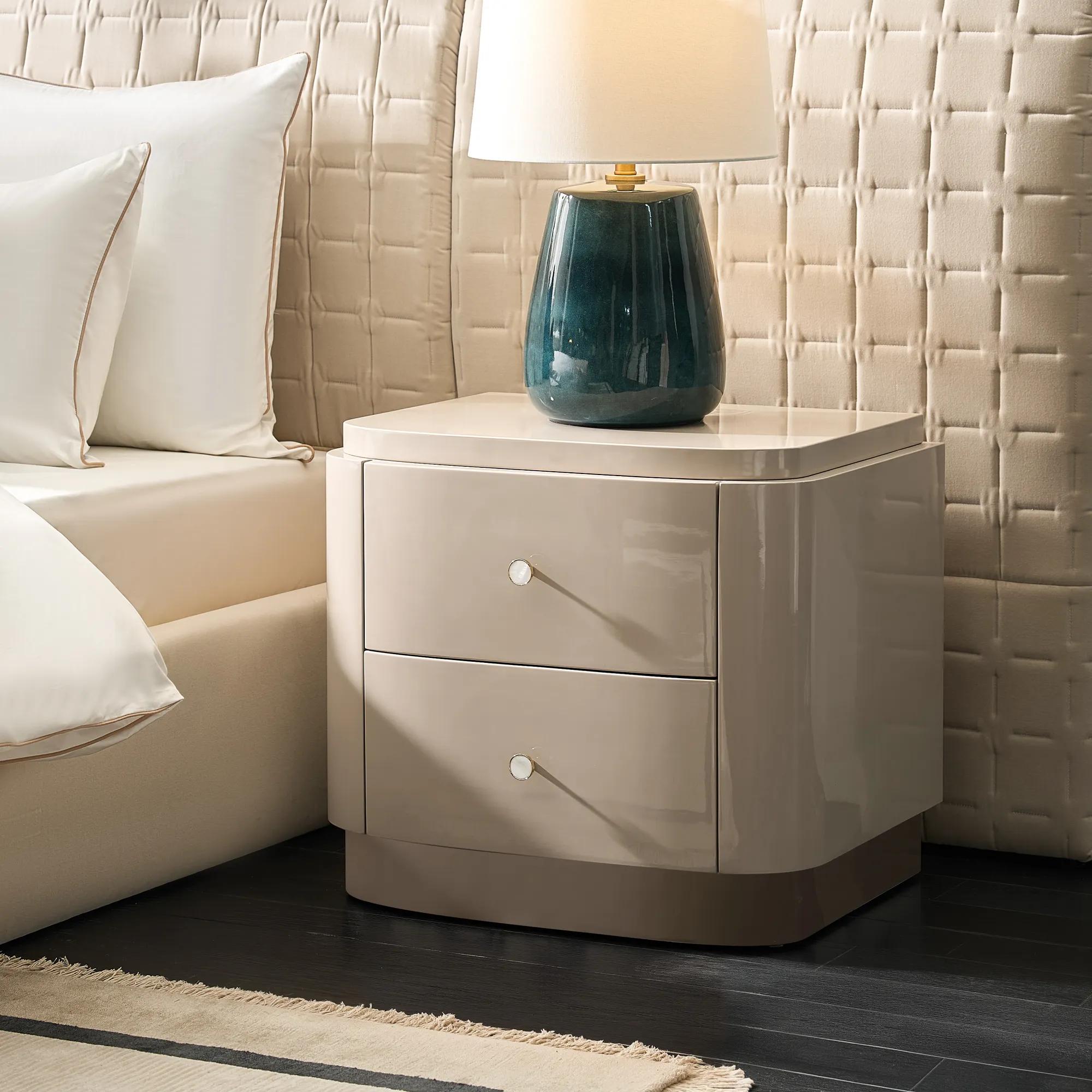 Nia Lacquered Nightstand (26") - Turtle Dove 