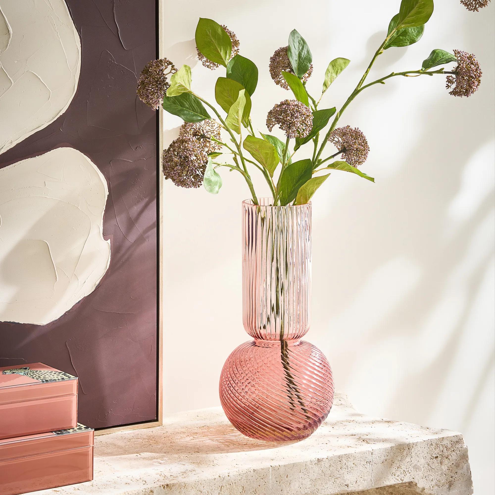 Fluted Ball Glass Vase