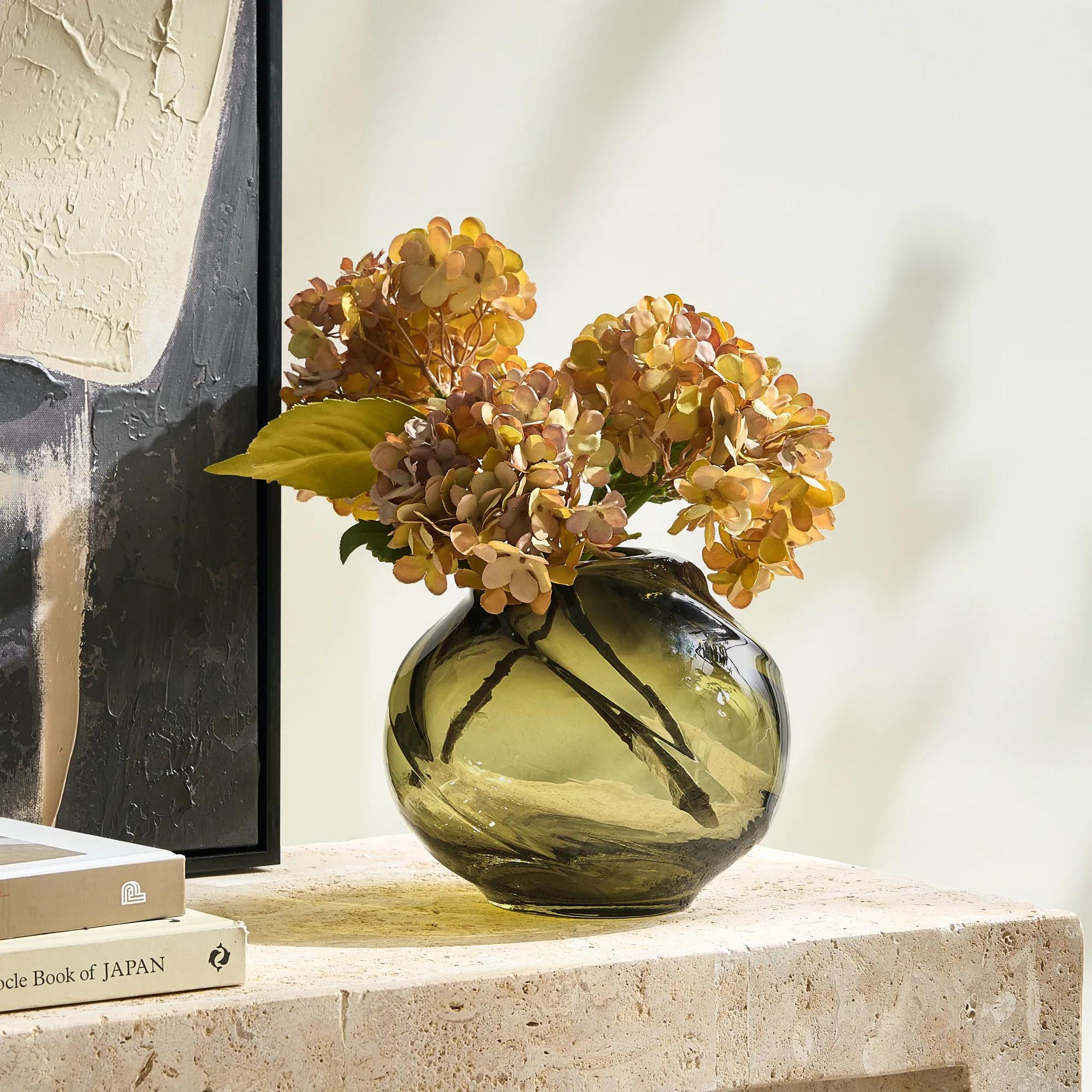 Dyan Glass Vase - Muted Olive