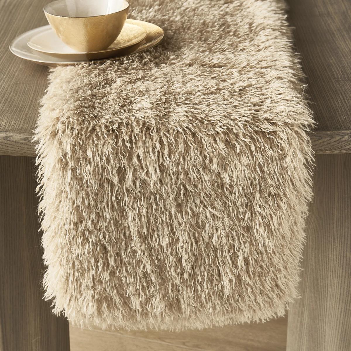 Micah Faux Mongolian Runner 108" - Beige