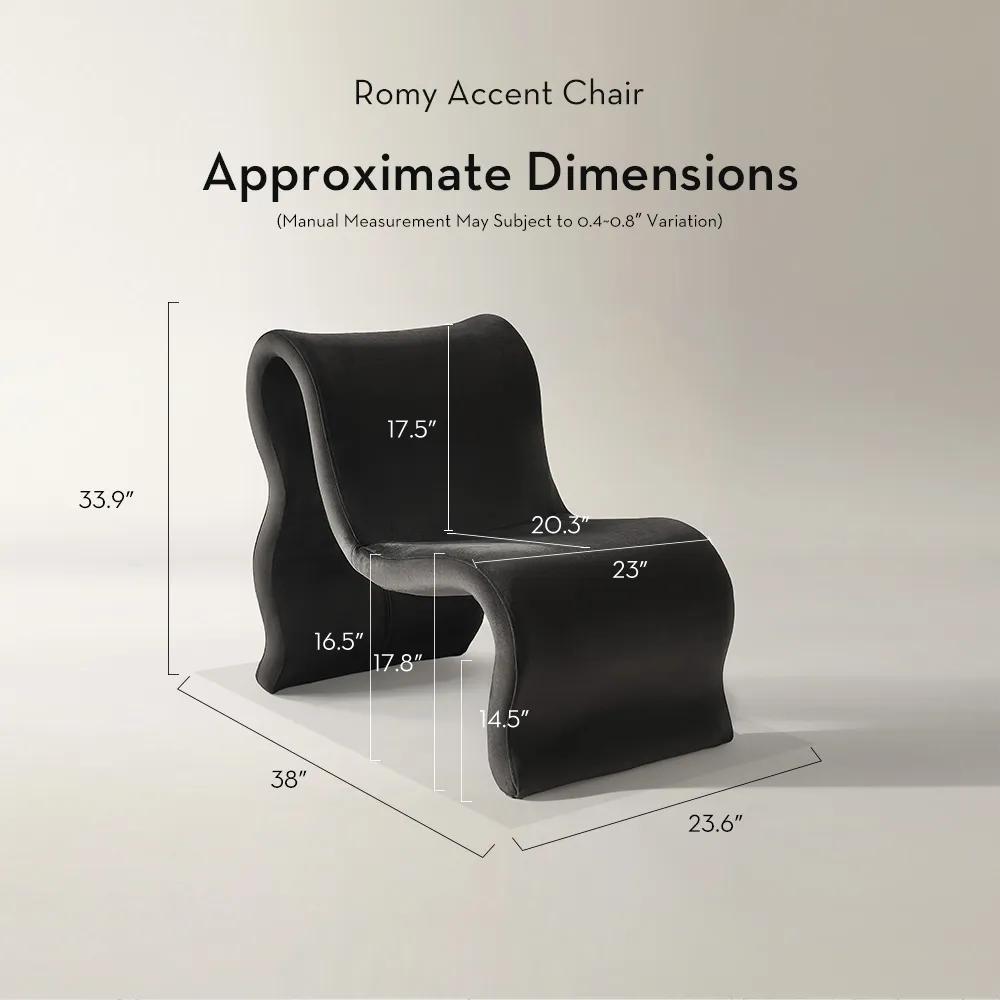 Romy Velvet Accent Chair - Charcoal