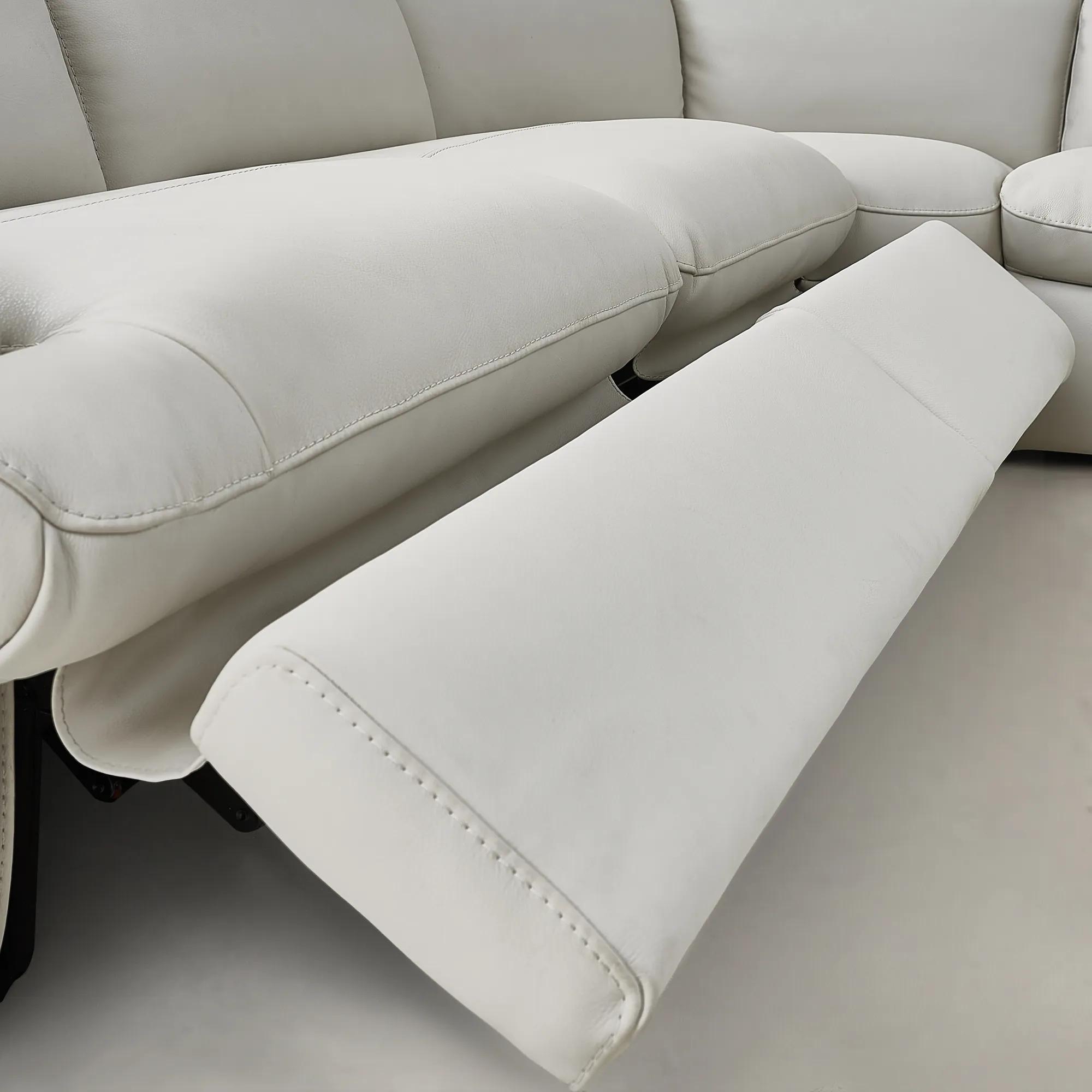 Terra 4-Piece Reclining Frost Leather Sectional With Left-Arm Chair