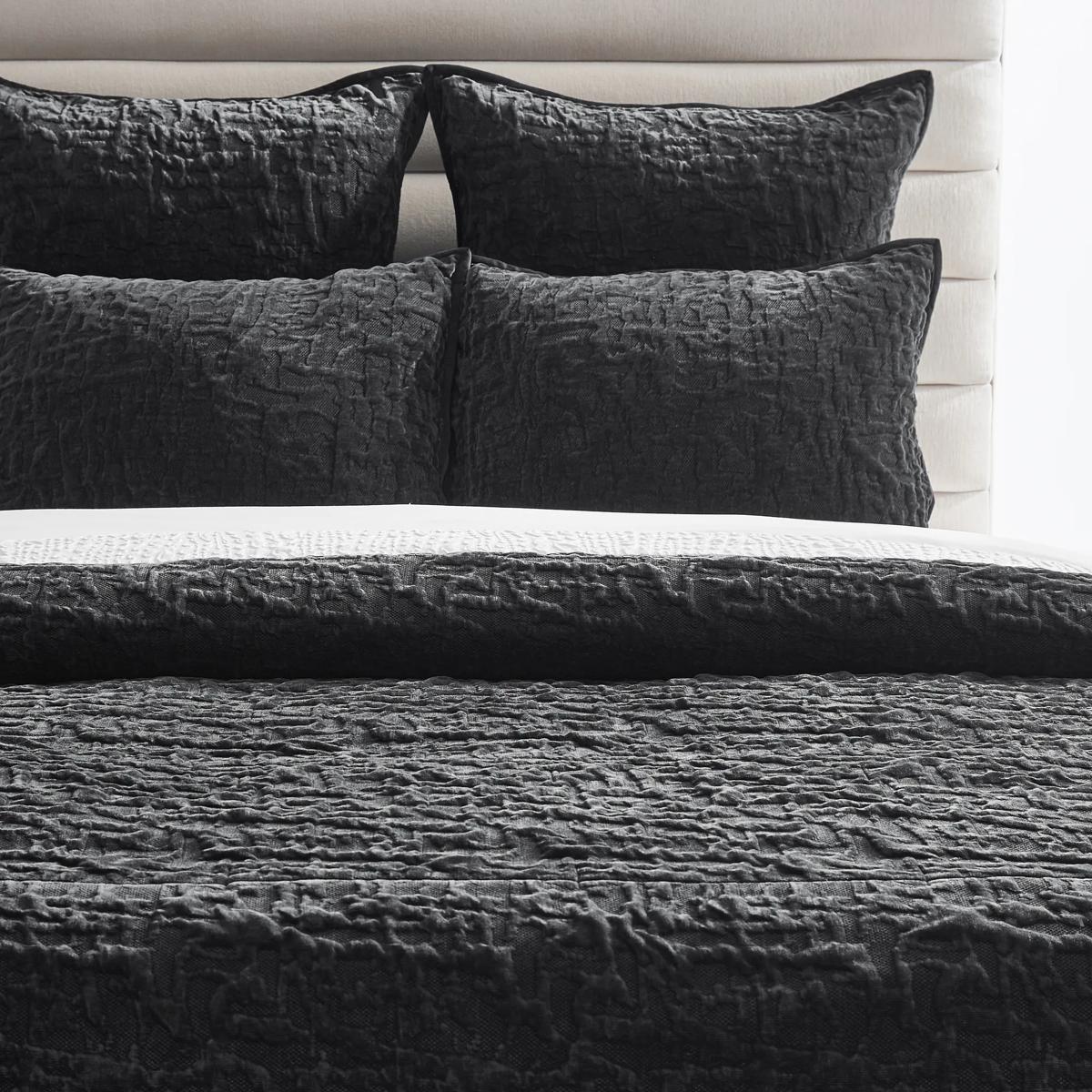 Madera Velvet Coverlet Set - Black