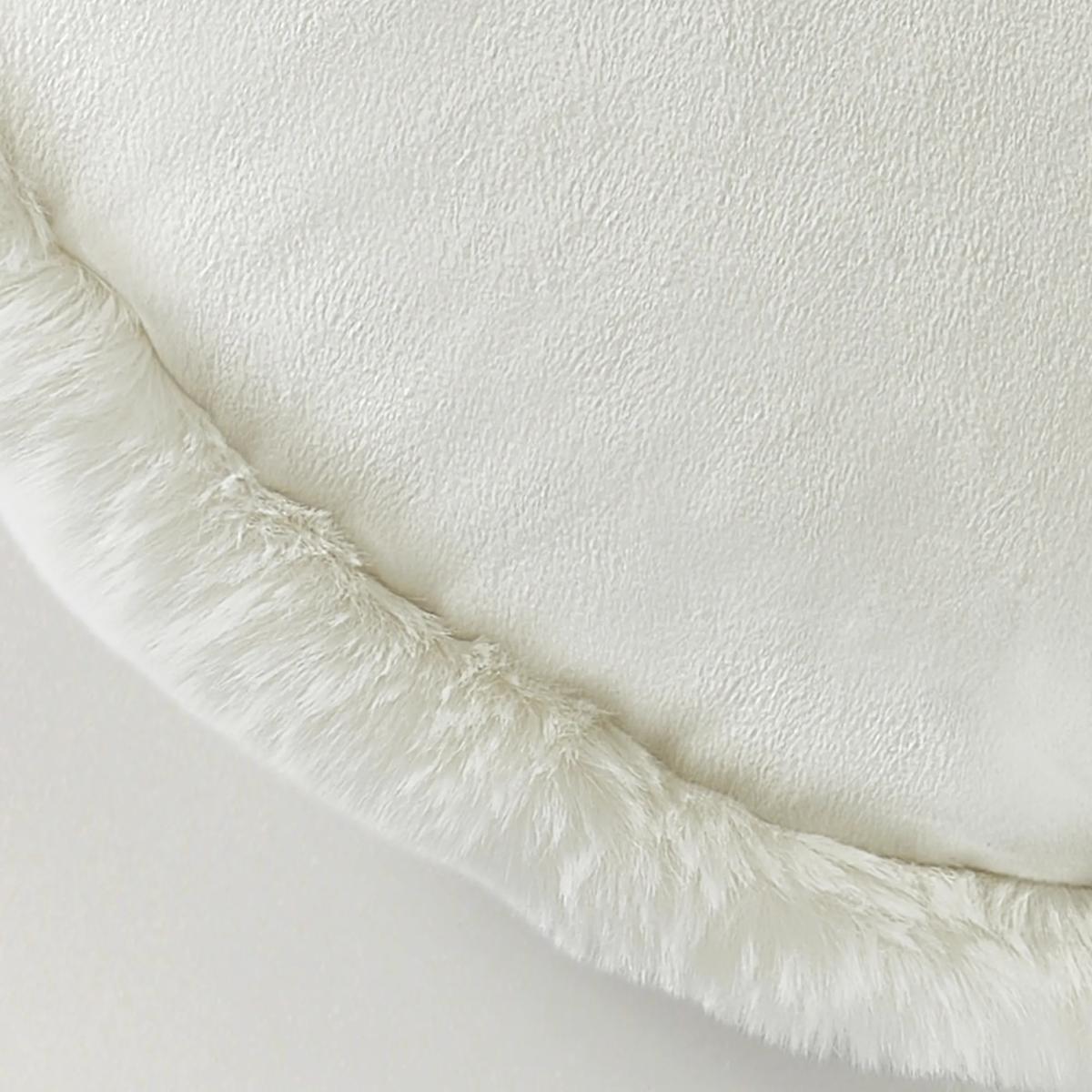 Shay Faux Fur Round Pillow 18" - Ivory