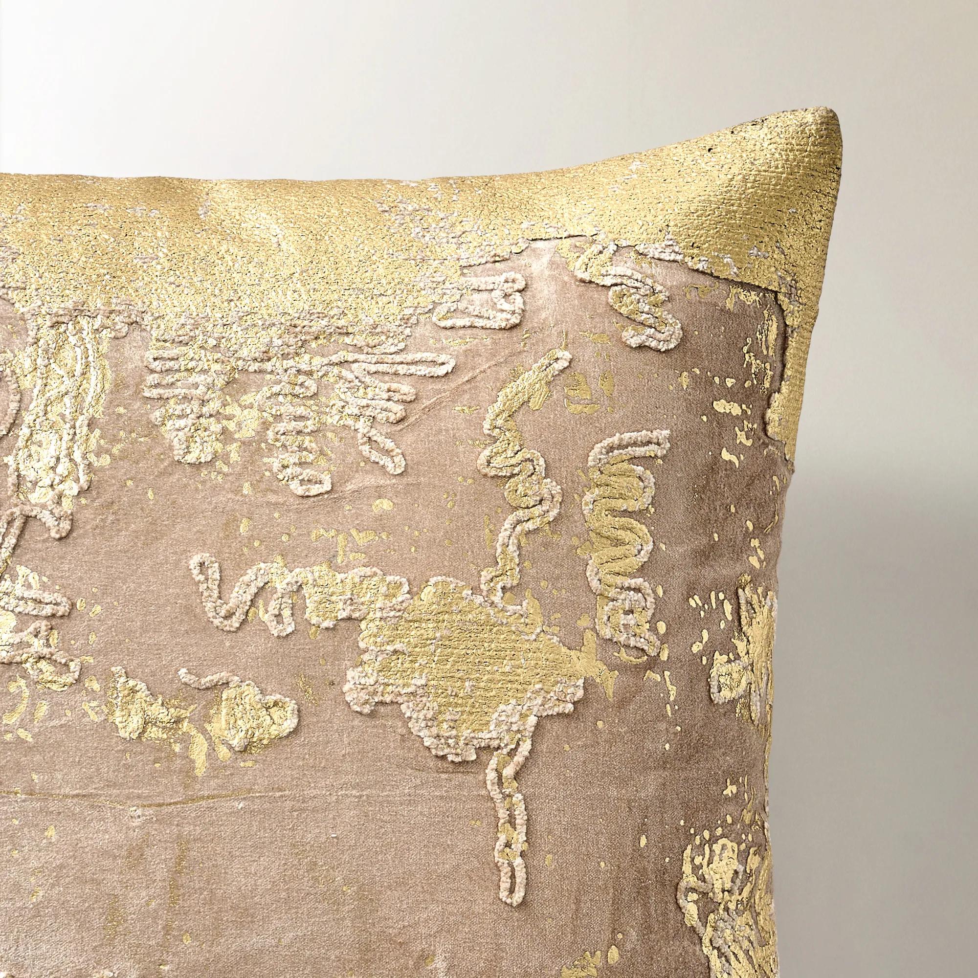 Oria Metallic Embroidered Lumbar - Soft Nude/Gold