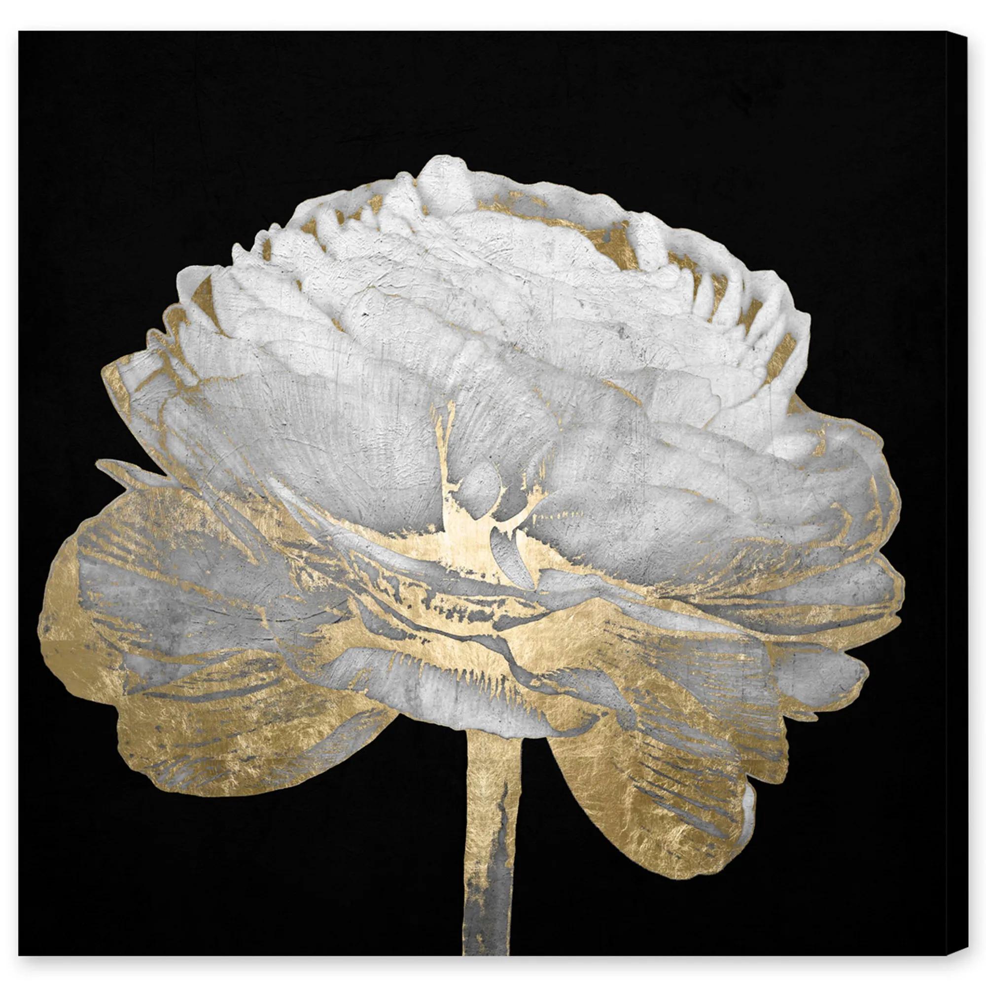 Gold And White Blossom On Black - Set of 2