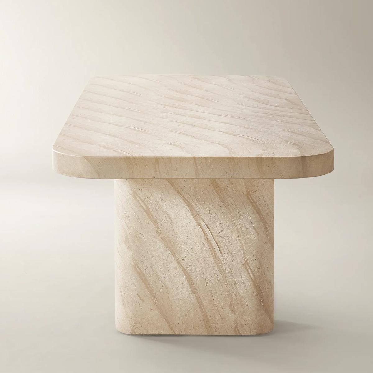 Silex Rectangular Travertine Concrete Indoor/Out Door Dining Table