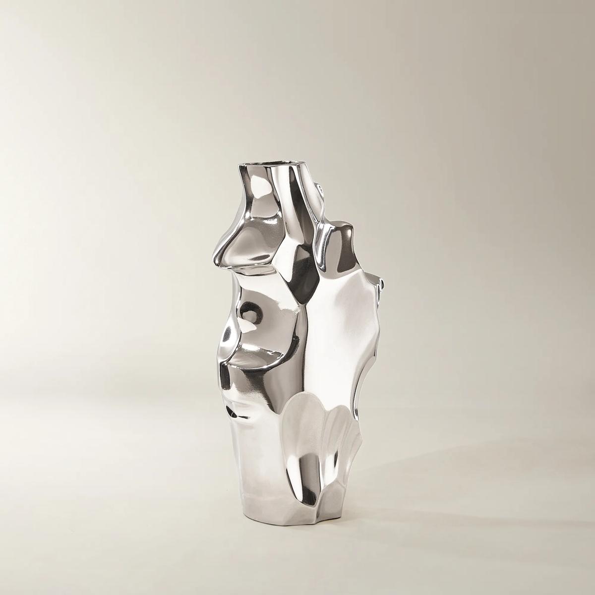 950金属花瓶 Sculpt Silver Aluminum Vases | Z Gallerie