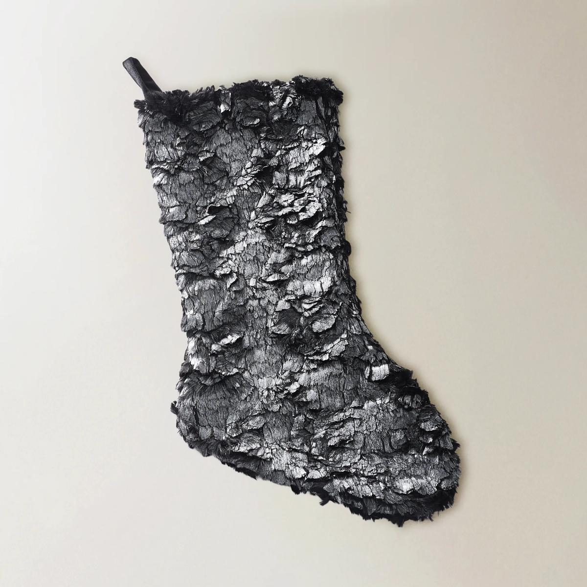 Celeste Metallic Faux Fur Stocking - Graphite
