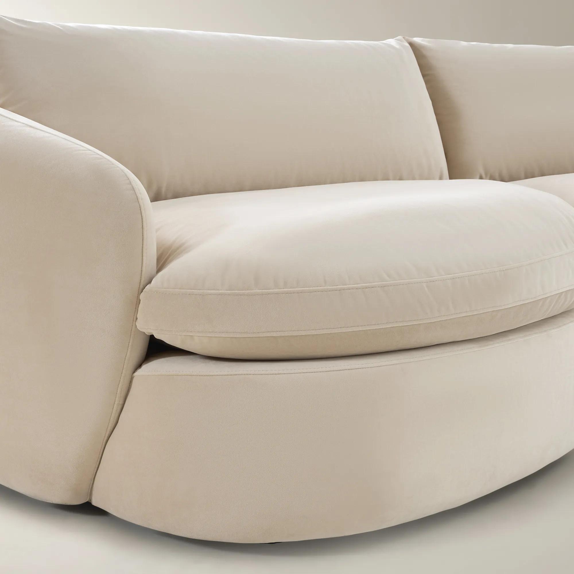 Sabrina L-Shaped Velvet  Sectional Sofa (148"-228") - Oatmeal