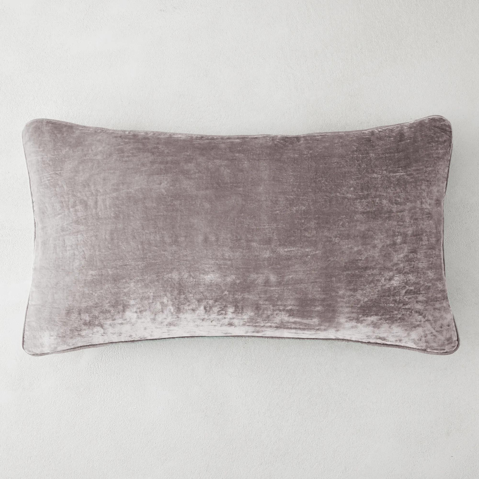 Shelby Silk Velvet Pillow 14" x 26" - Grey