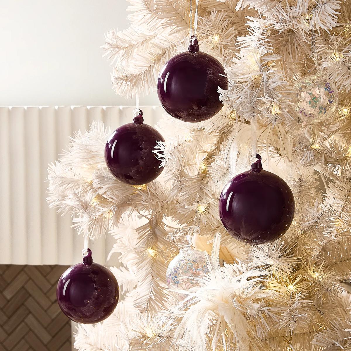 Cranberry Glass Ornament 4" - Set of 4