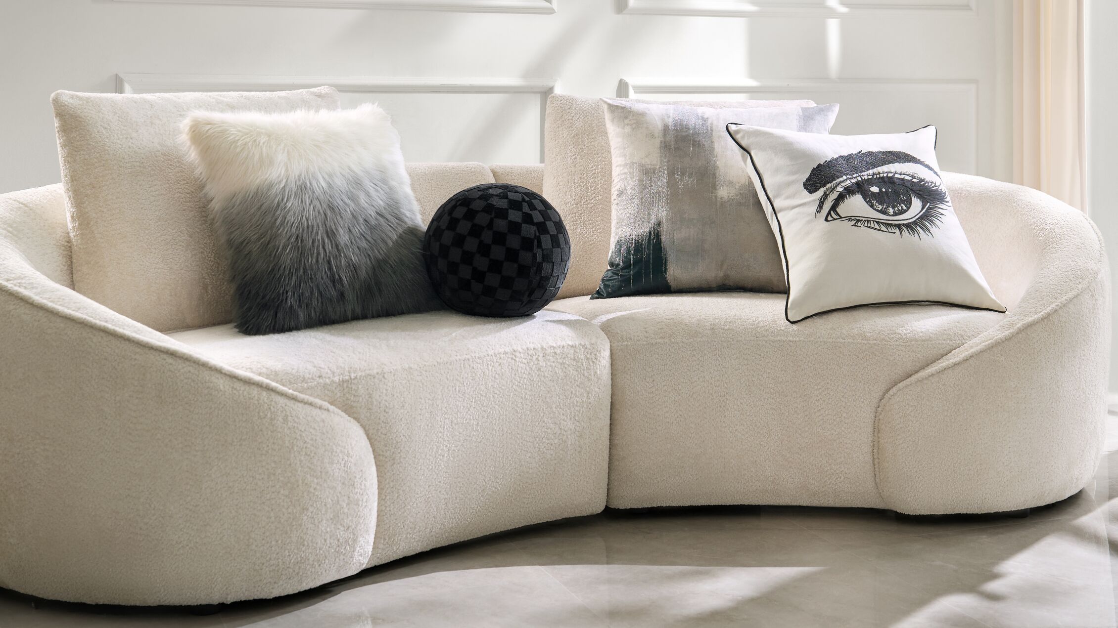 Nya Grey/Black Velvet Lumbar Pillow 14x20 | Z Gallerie
