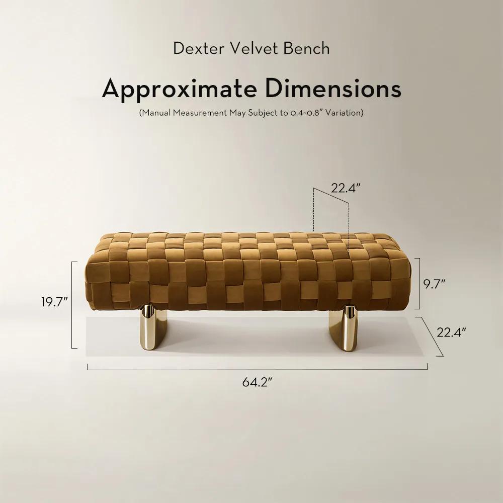 Dexter Woven Roasted Pecan Velvet Bench (64.2
