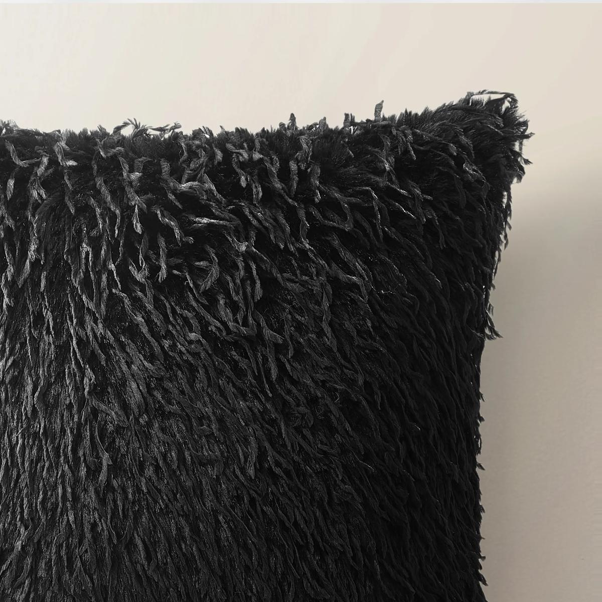 Pluma Faux Feather Pillow 22" - Black