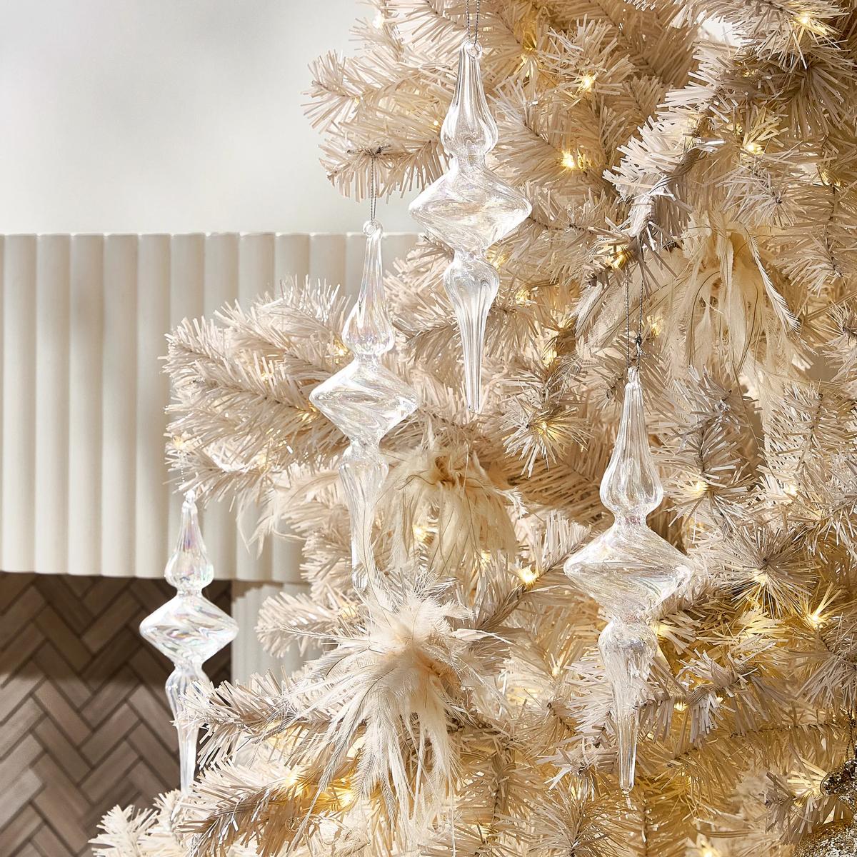 Iridescent Glass Spindle Ornament 7.75" - Set of 4
