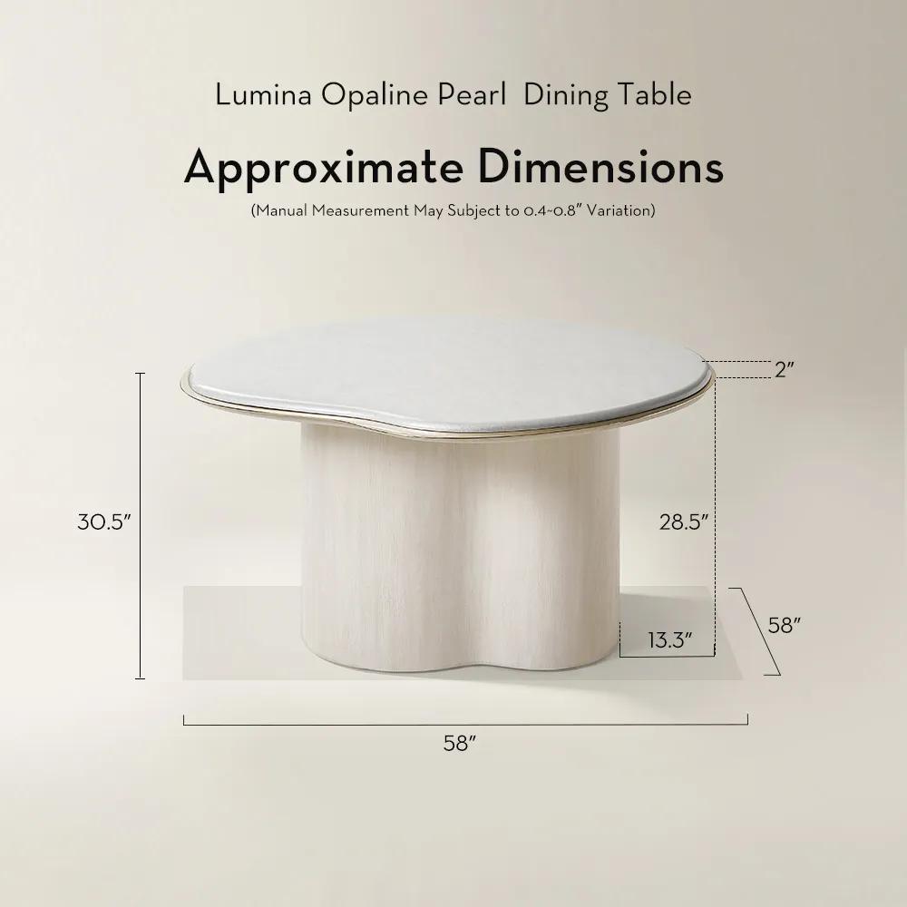 立ち光沢 ホワイト たーブル Lumina Bleached Oak Dining Table With Pearl Lacquered Top (58