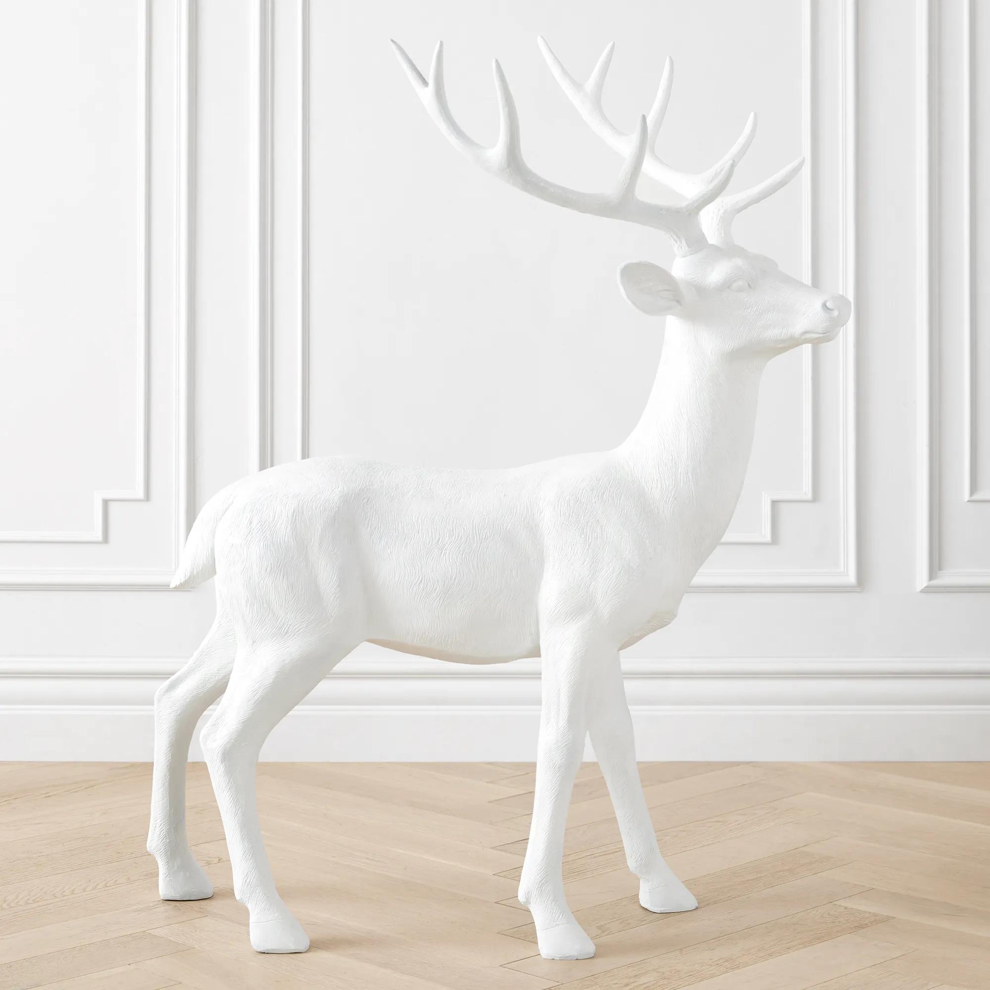 Majestic Deer White Resin 48.8in Seasonal Decor | Z Gallerie