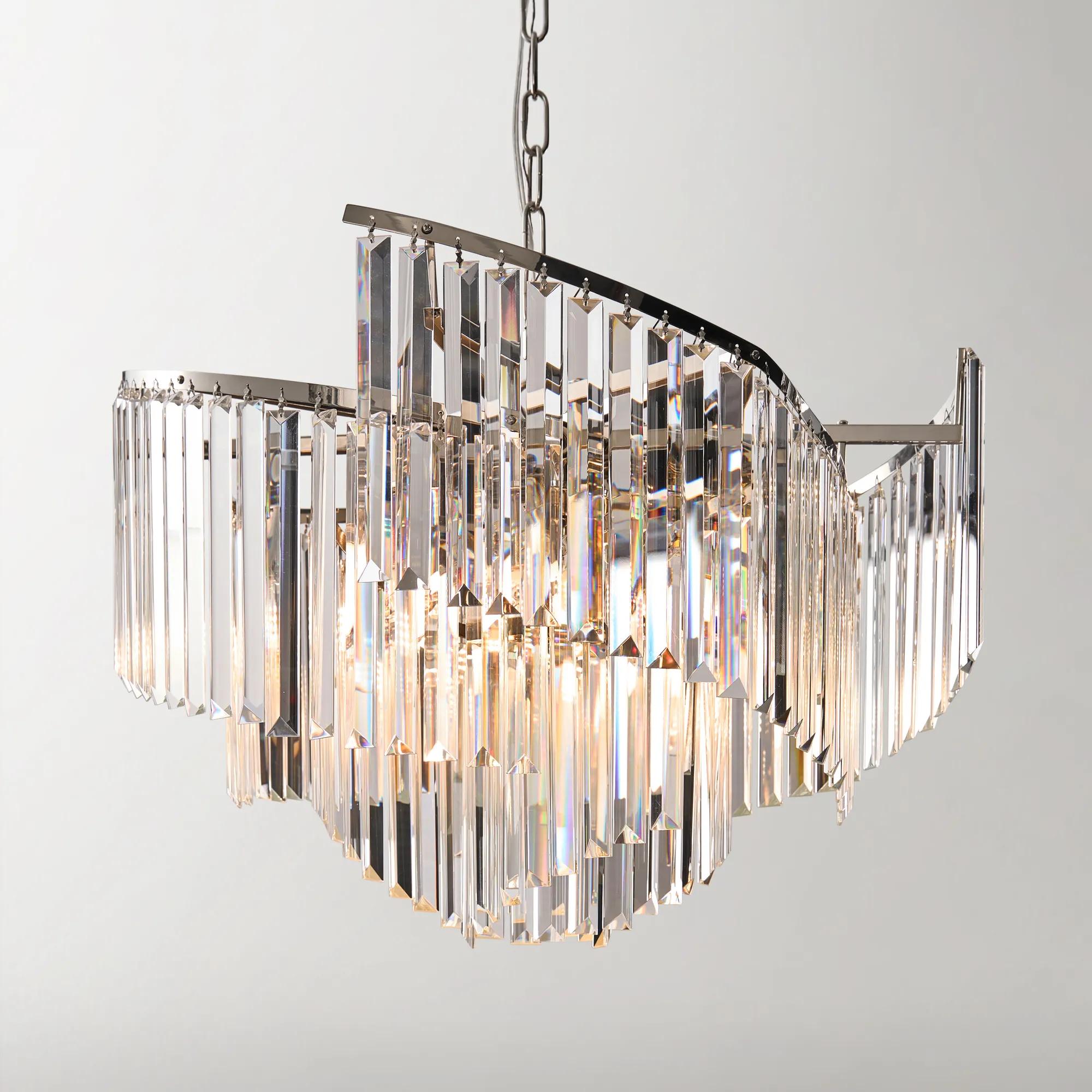 Luxe Spiral Chandelier - Nickel/Clear