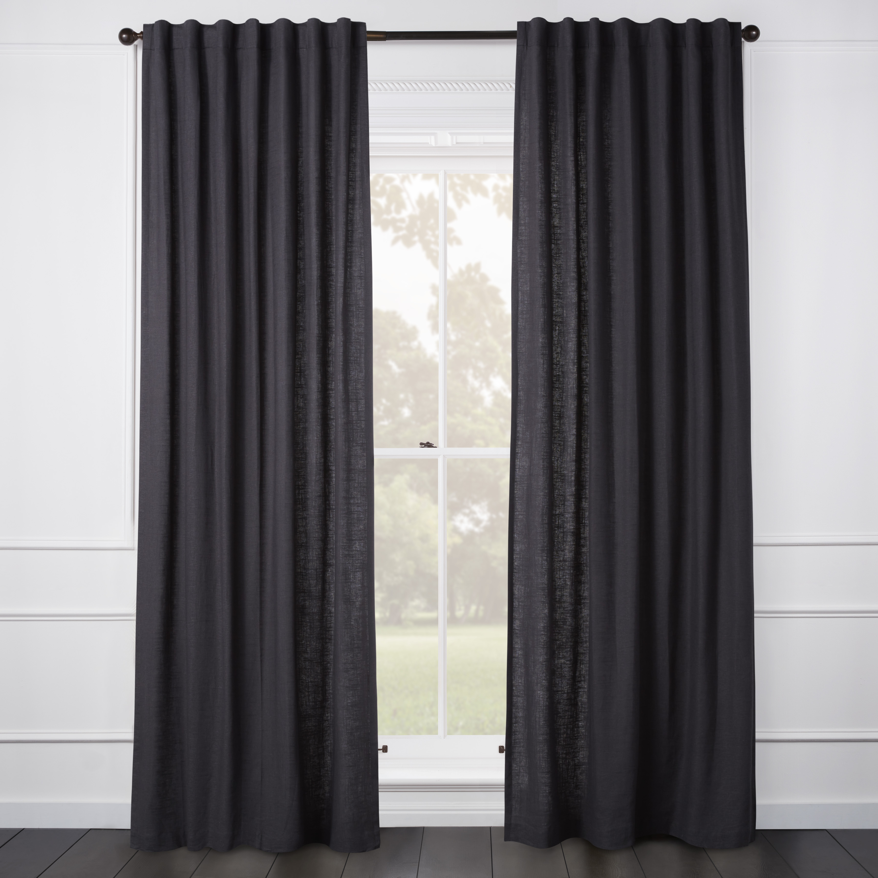 Audrey Linen Charcoal Curtain - Custom
