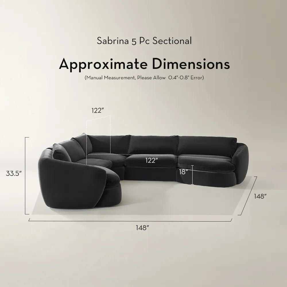 Sabrina L-Shaped Velvet Sectional Sofa (148