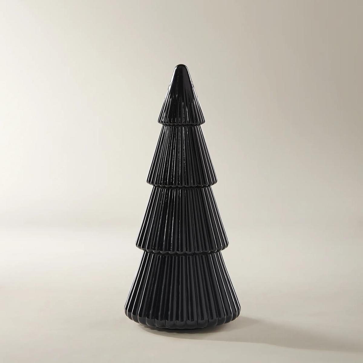 Black Glass Tree Set of 2 - 10" & 11"
