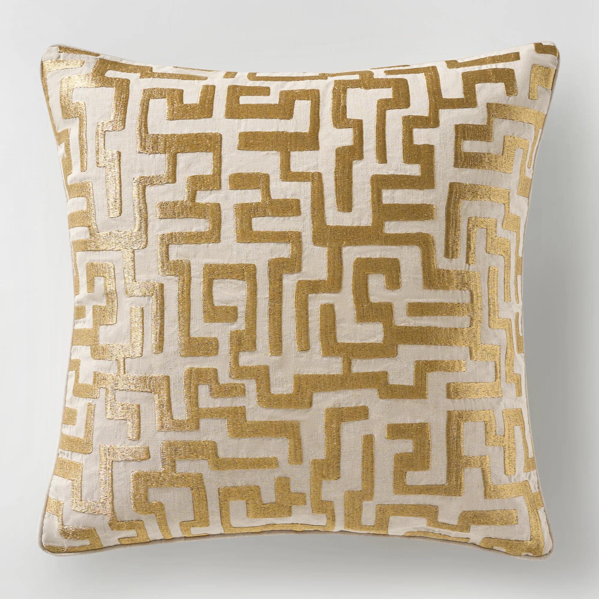 Mod Maze Pillow 22" - Gold