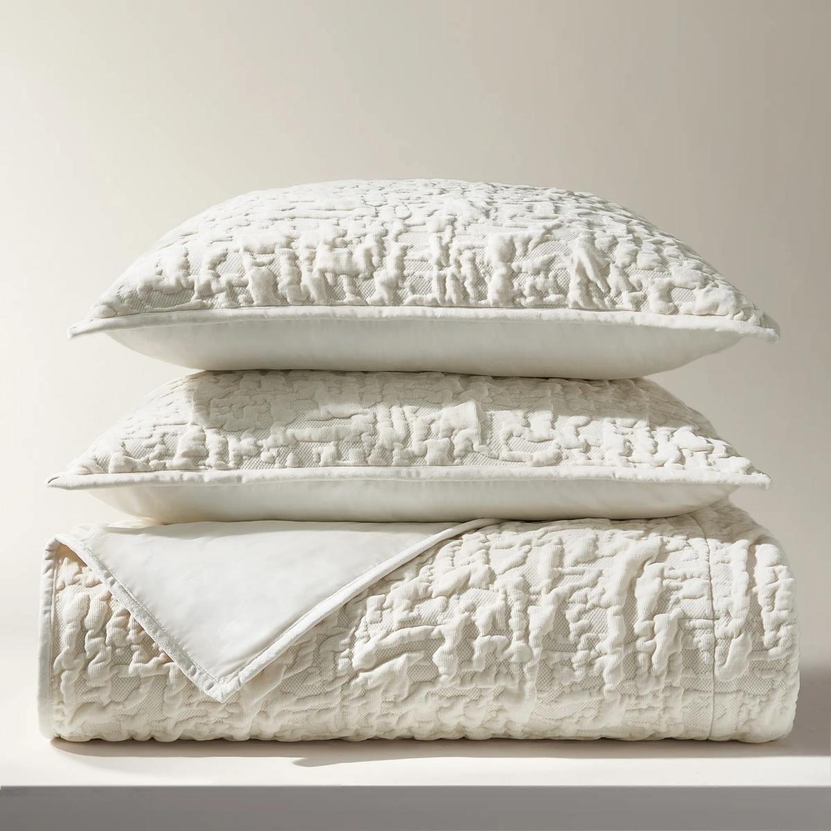 Madera Velvet Coverlet Set - Ivory