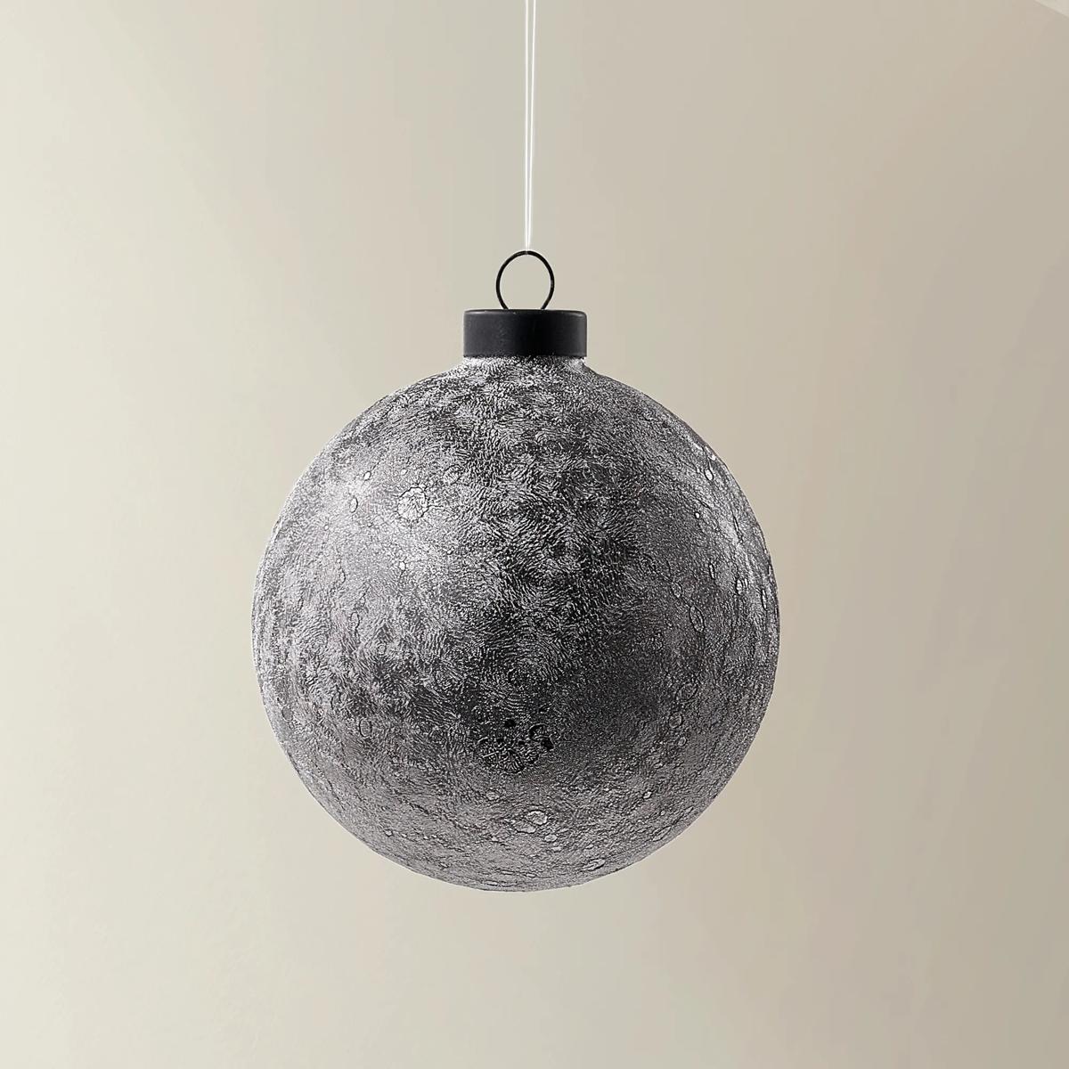 Silver Textured Glass Ornament - Set of 4