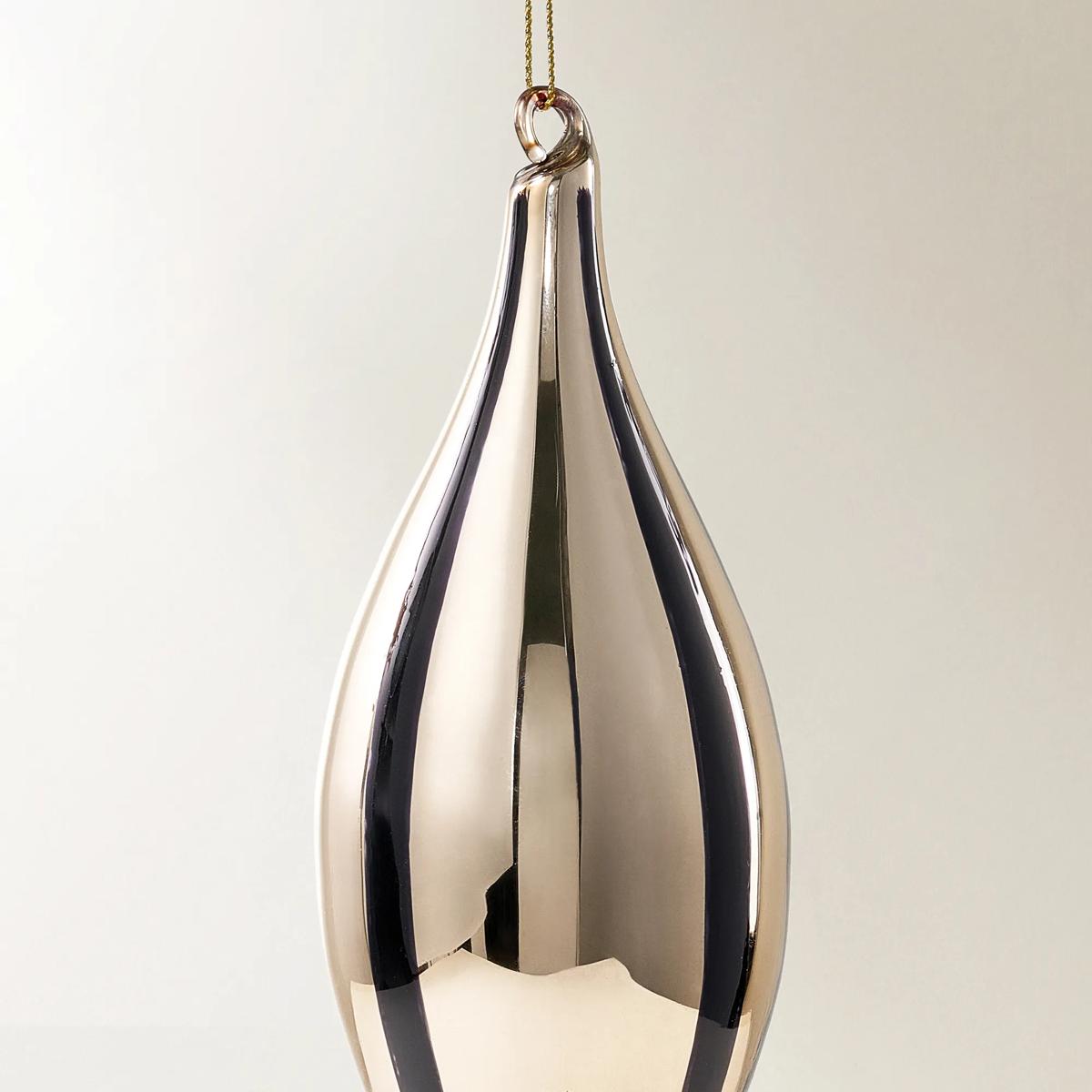 Gold Stripe Finial Ornament - Set of 4