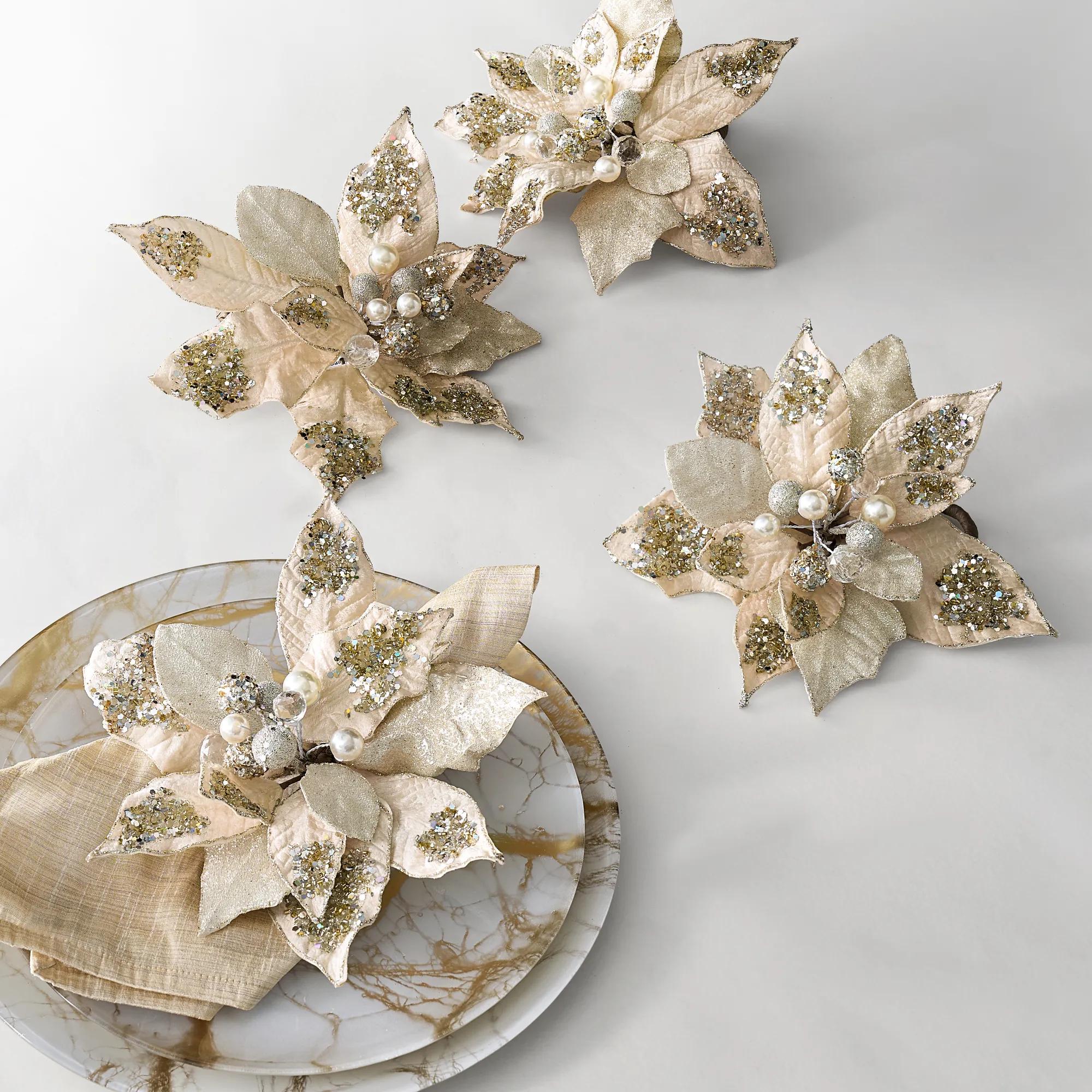 Poinsettia Napkin Ring - Set of 4