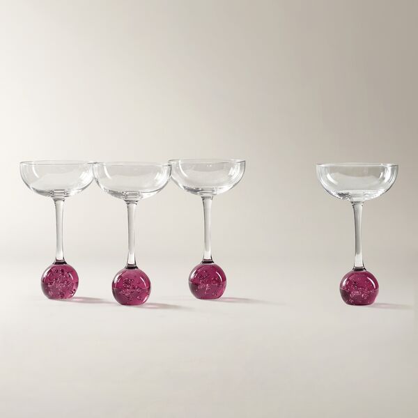 Dottie Martini Glasses Set of 4 with fig colored beaded accent stem. title: Shop Dottie Martini Glasses