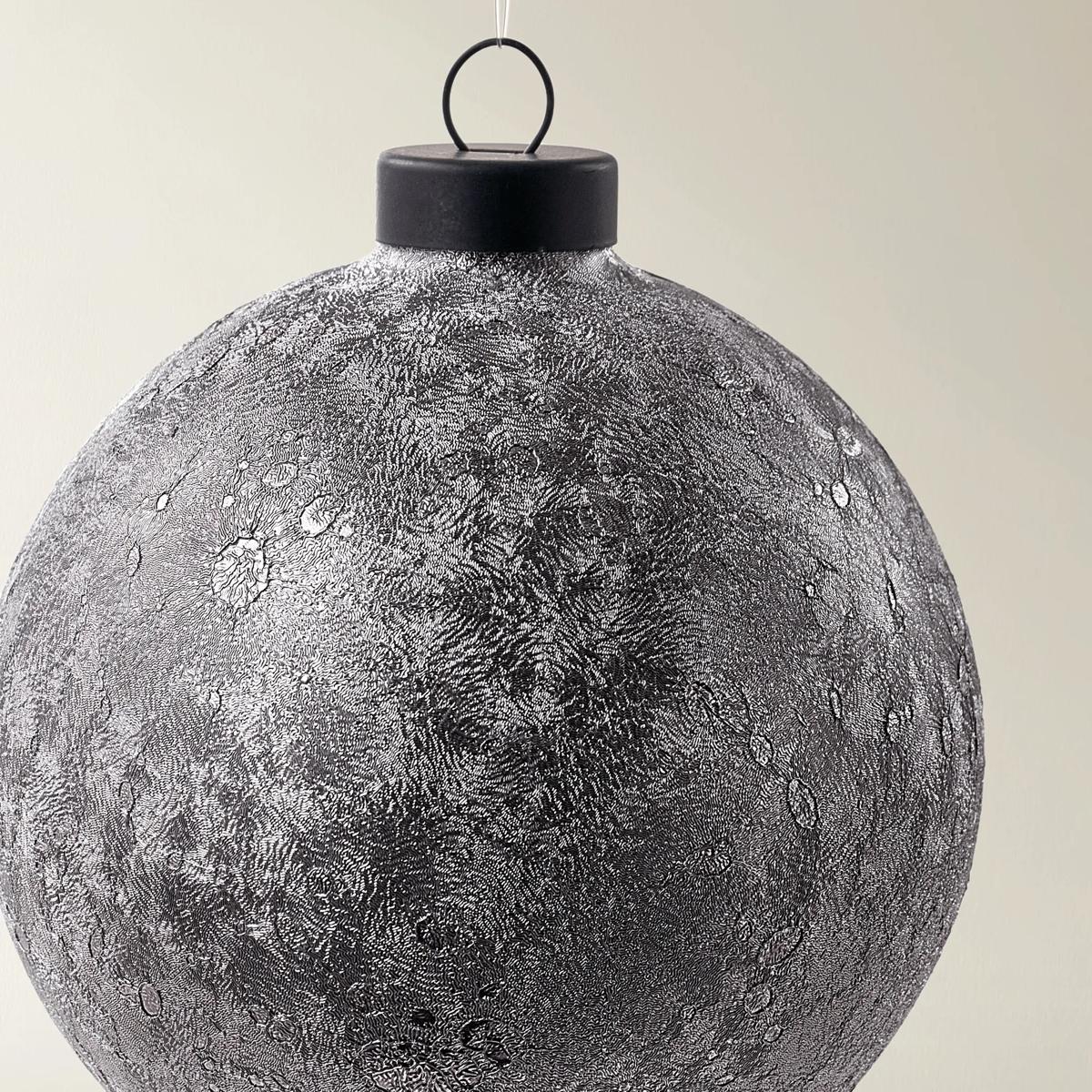 Silver Textured Glass Ornament - Set of 4