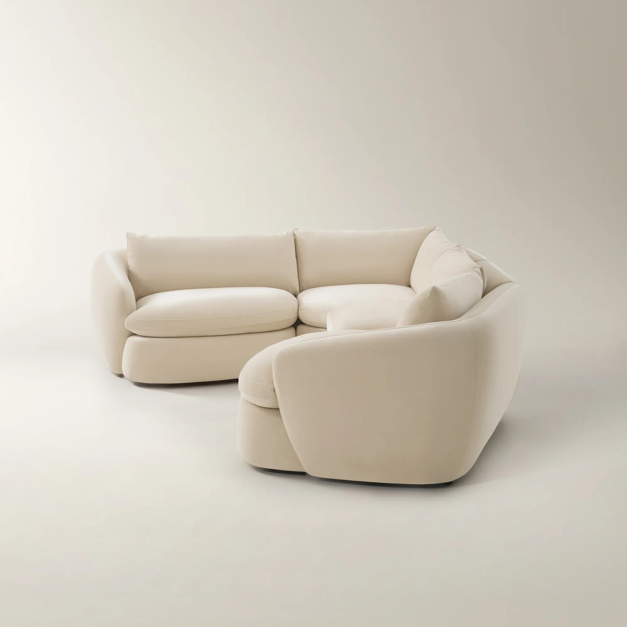 Sabrina 4-Piece Oatmeal Velvet Sectional With Left-Arm Chair