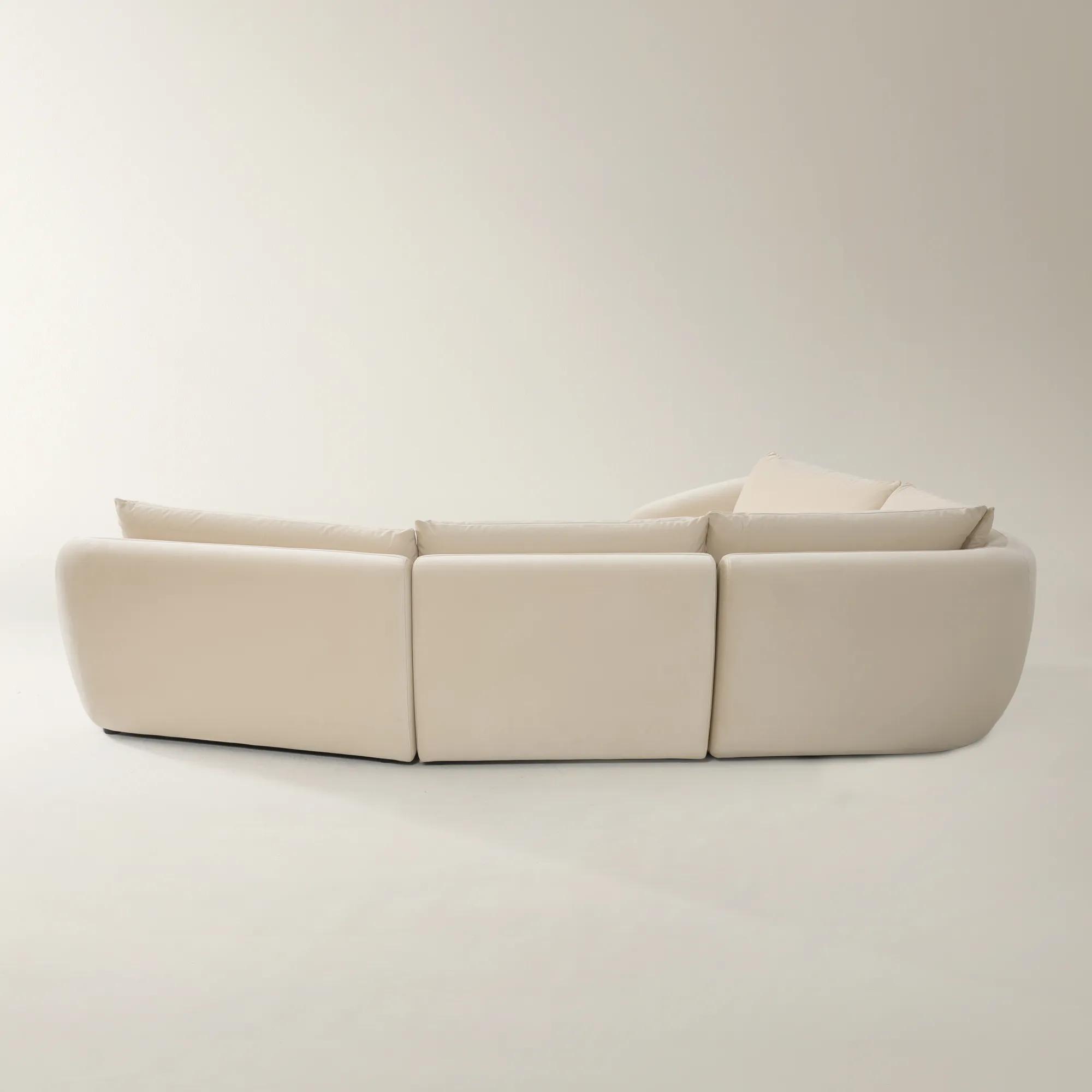 Sabrina 4-Piece Oatmeal Velvet Sectional With Left-Arm Chair