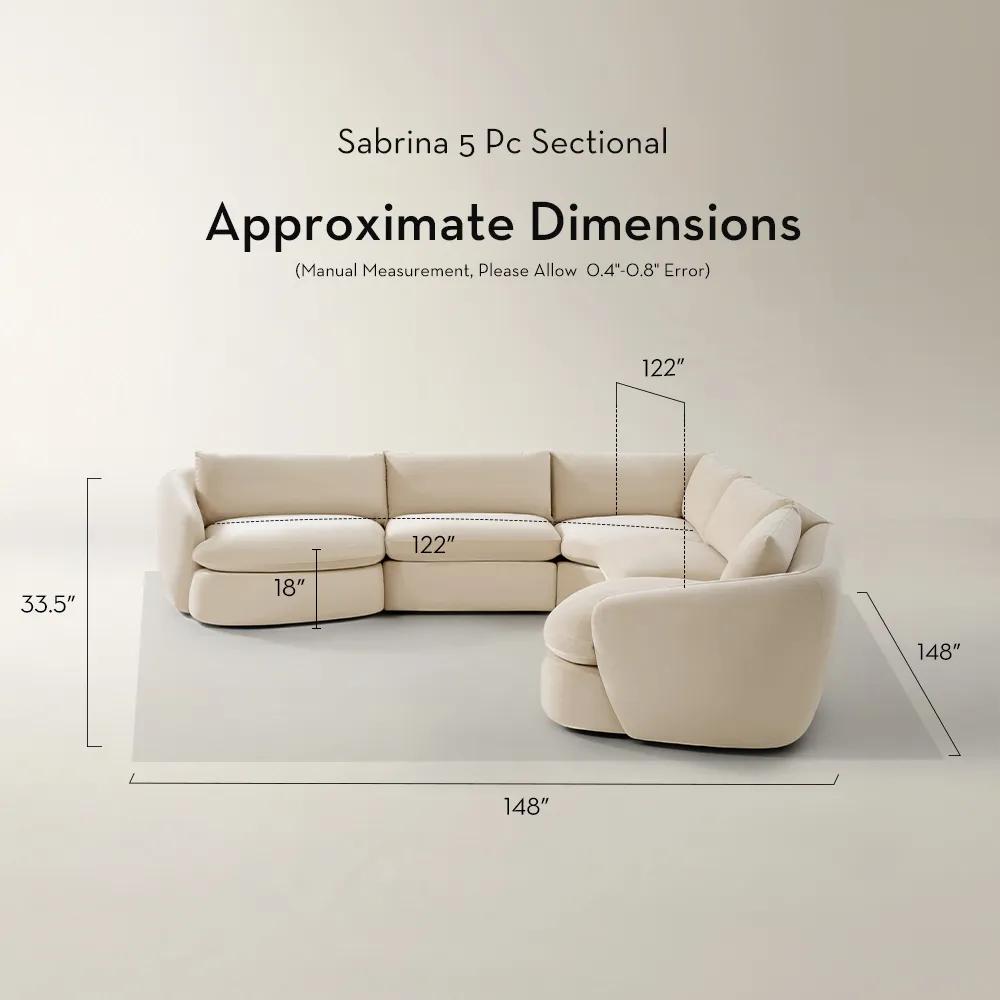 Sabrina L-Shaped Velvet Sectional Sofa (148