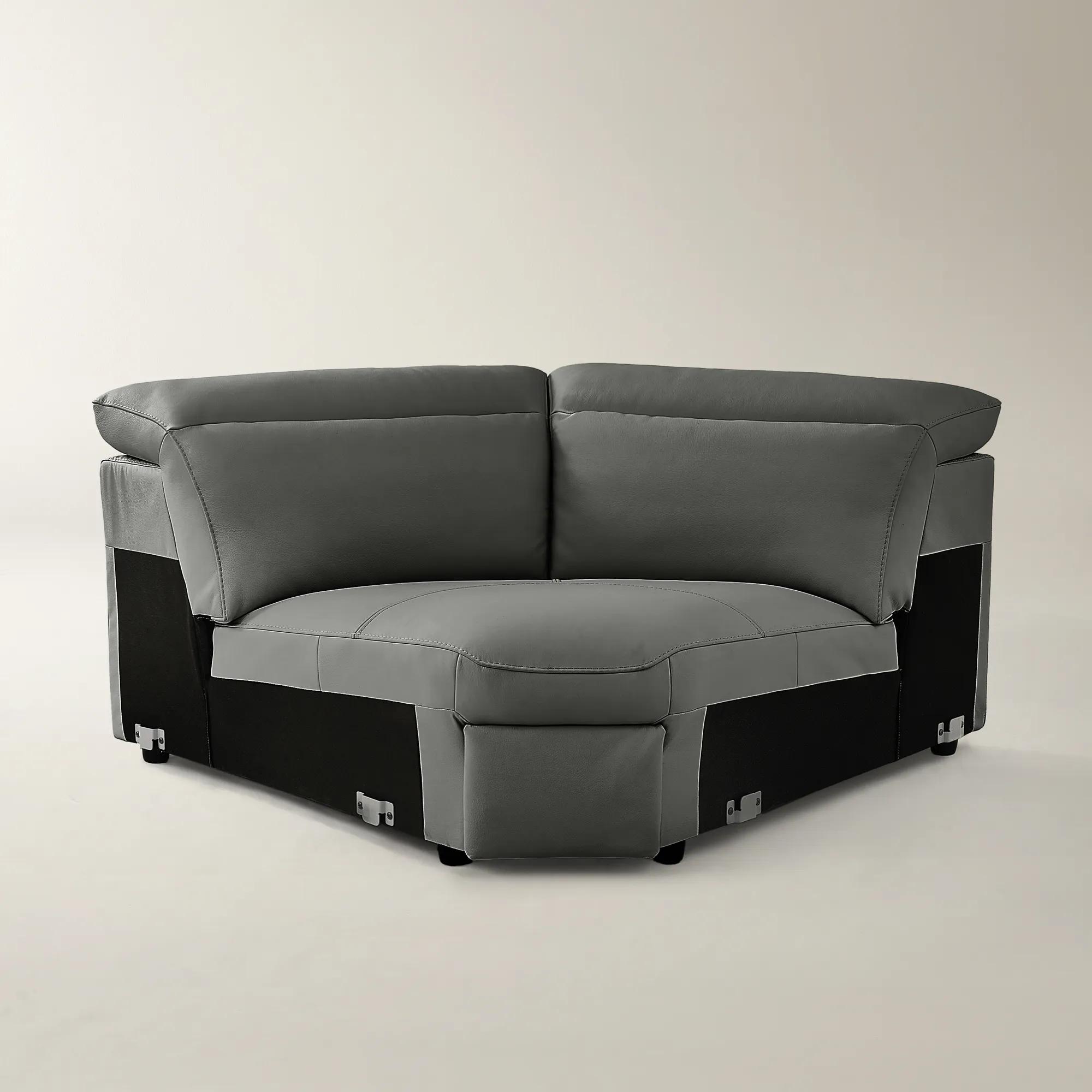 Terra Charcoal Leather Corner Chair With Rachet Headrest