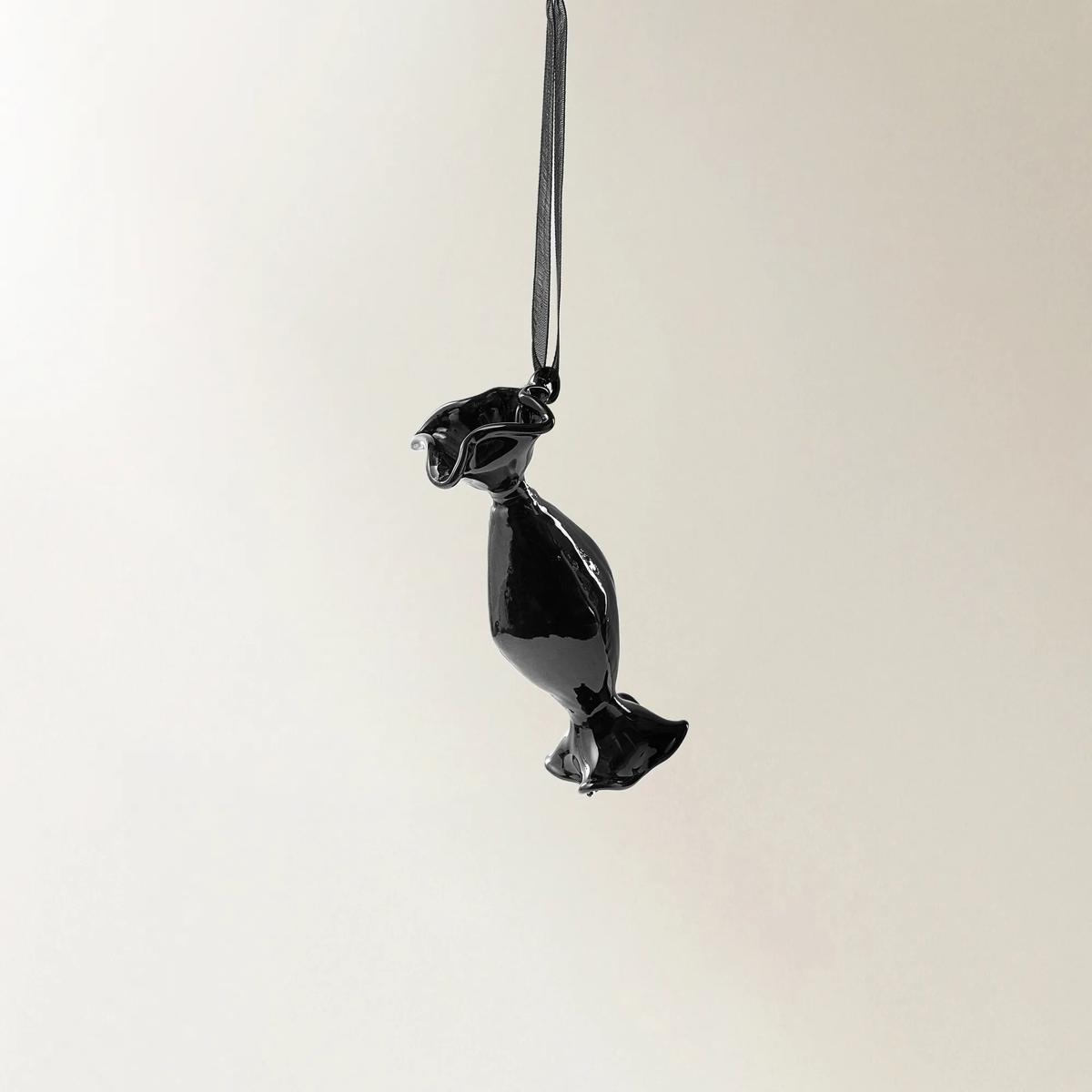 Black Glass Candy Ornament - Set of 6