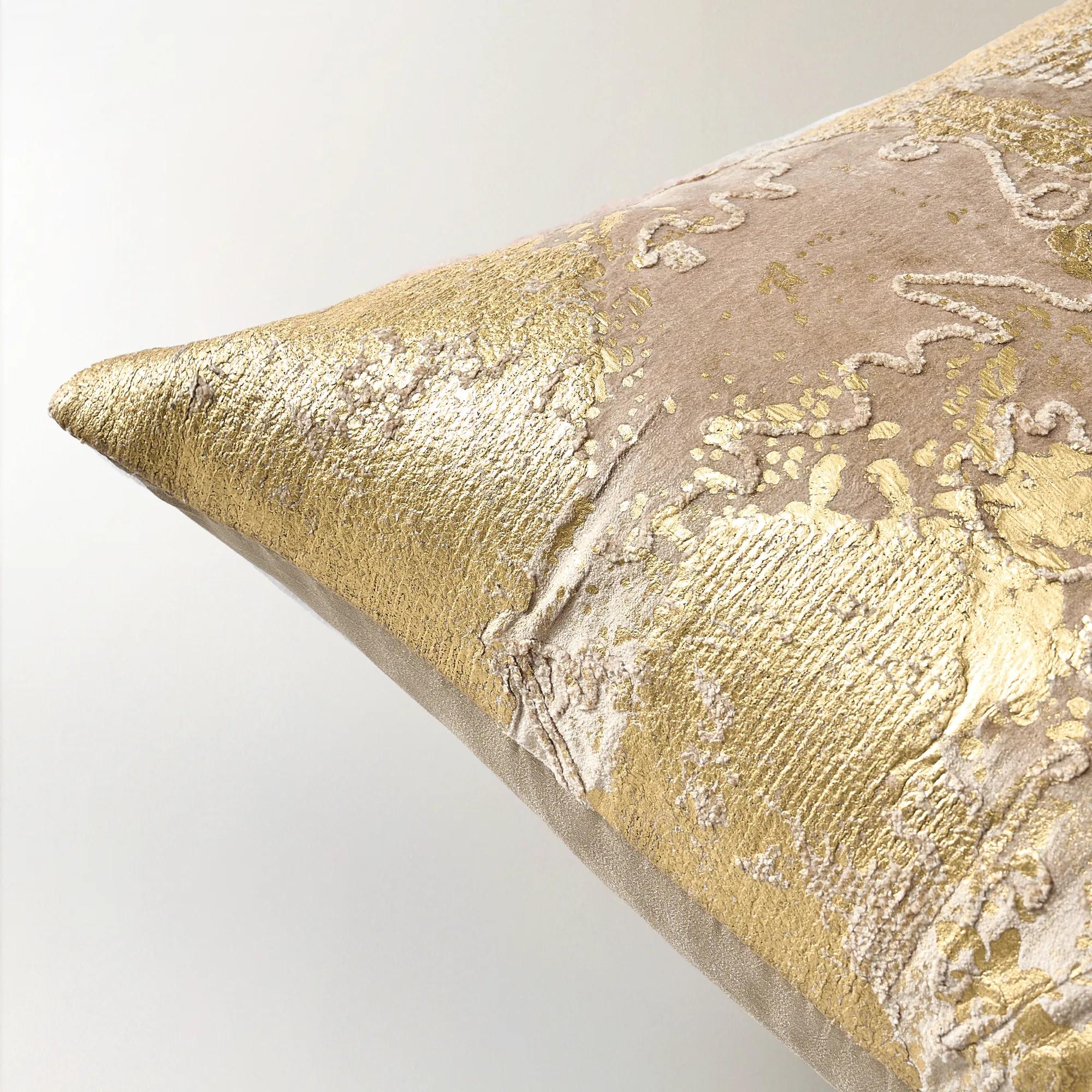 Oria Metallic Embroidered Lumbar - Soft Nude/Gold