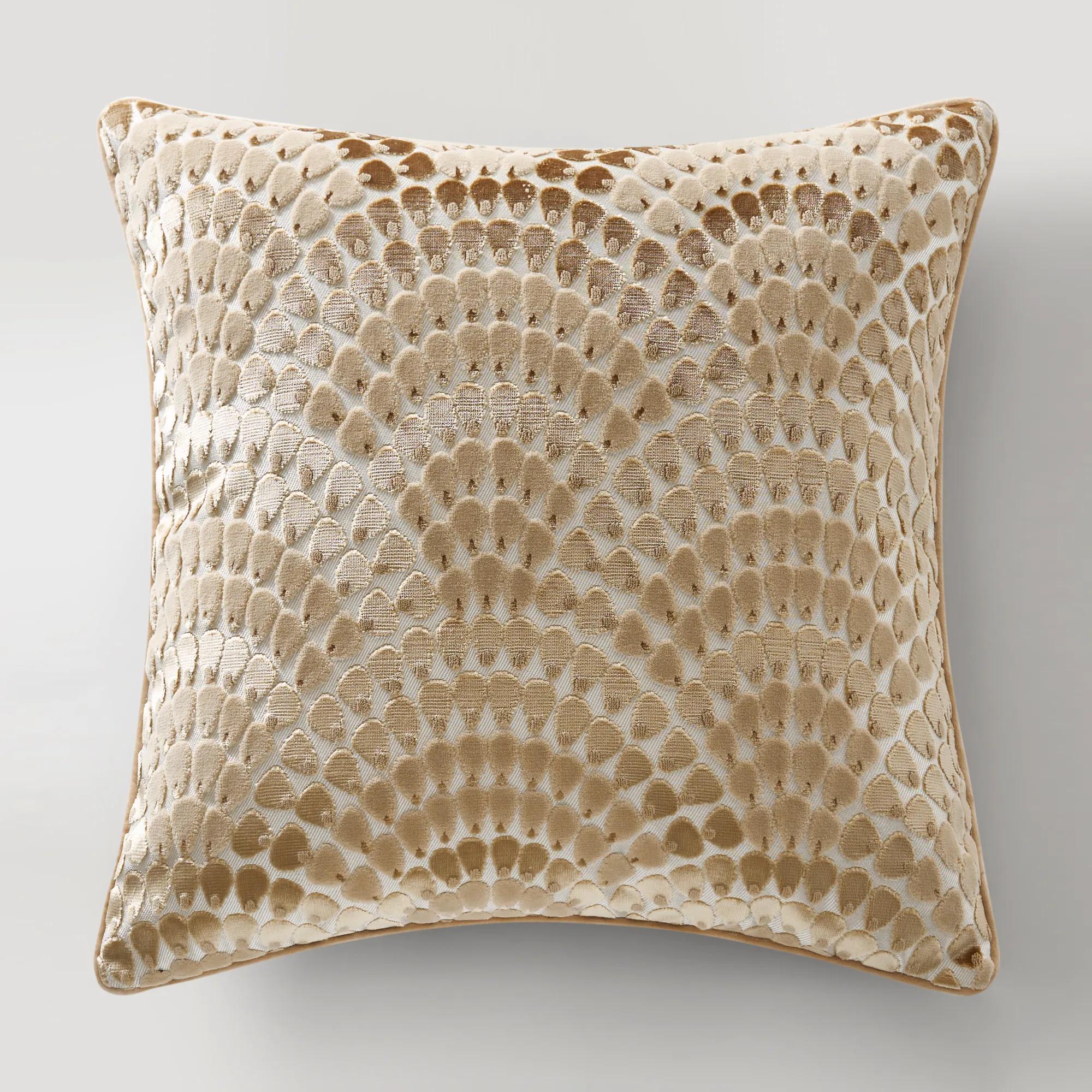 Déco Velvet Fan Pillow 22" - Gold/Blush