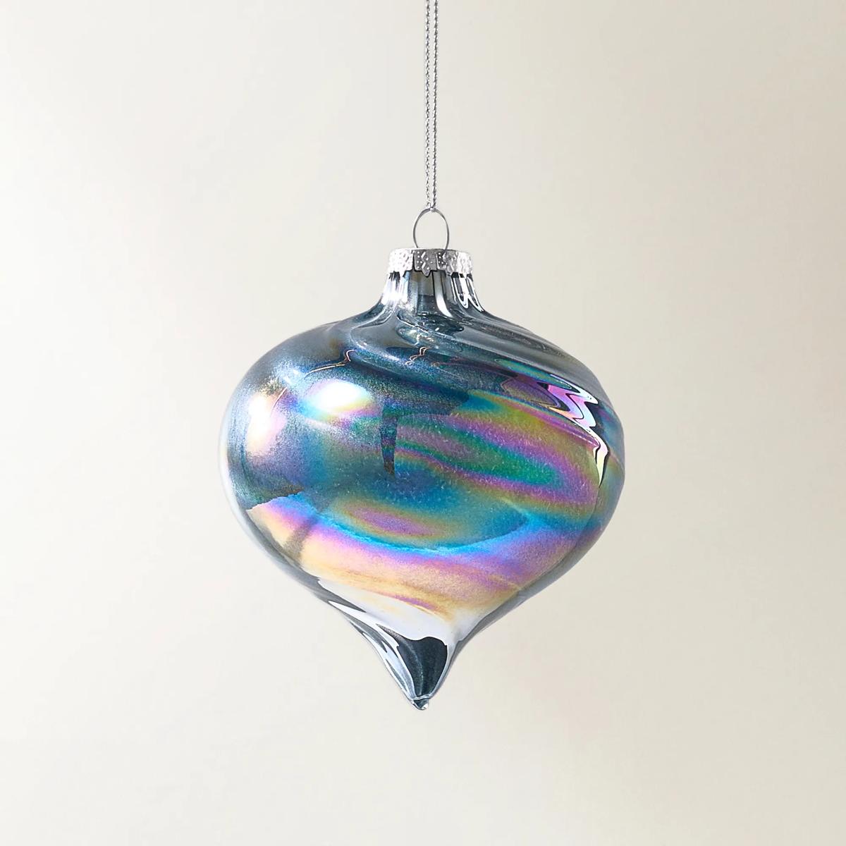Iridescent Black Glass Ornament - Set of 6