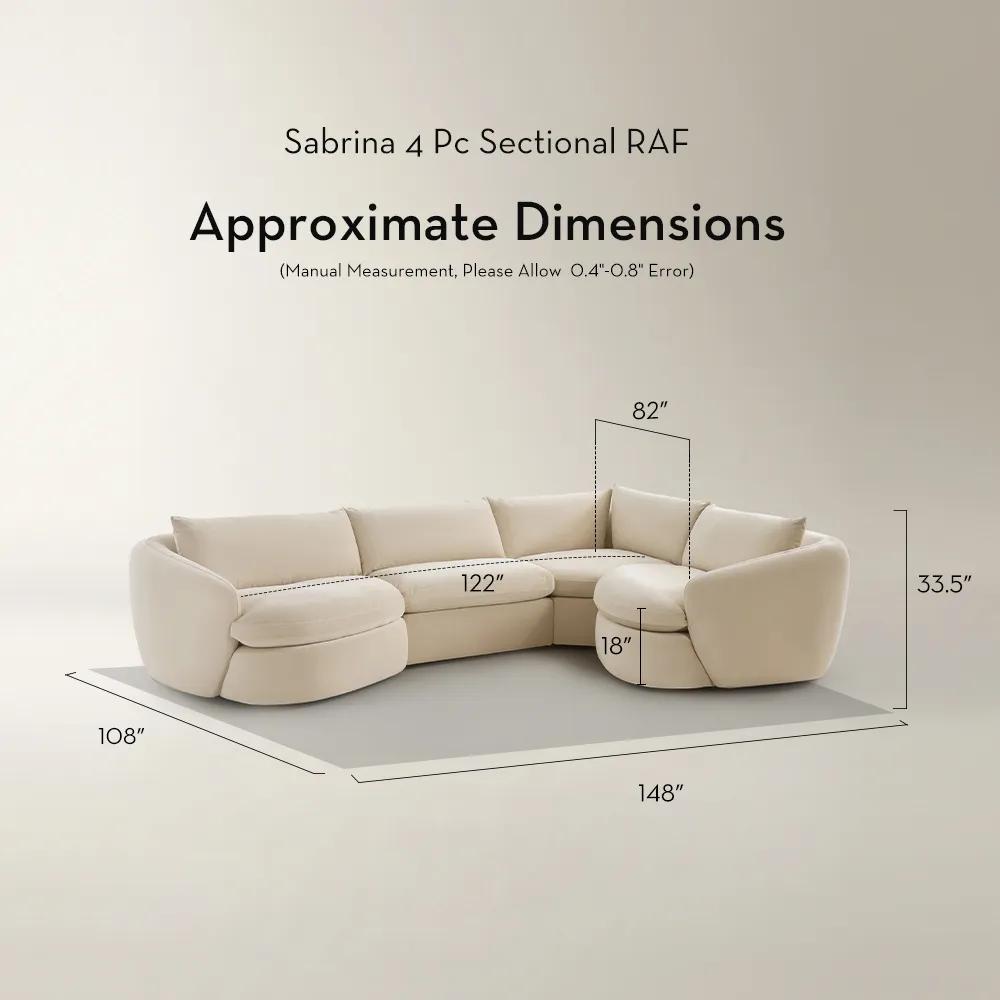 Sabrina L-Shaped Velvet Sectional Sofa (148