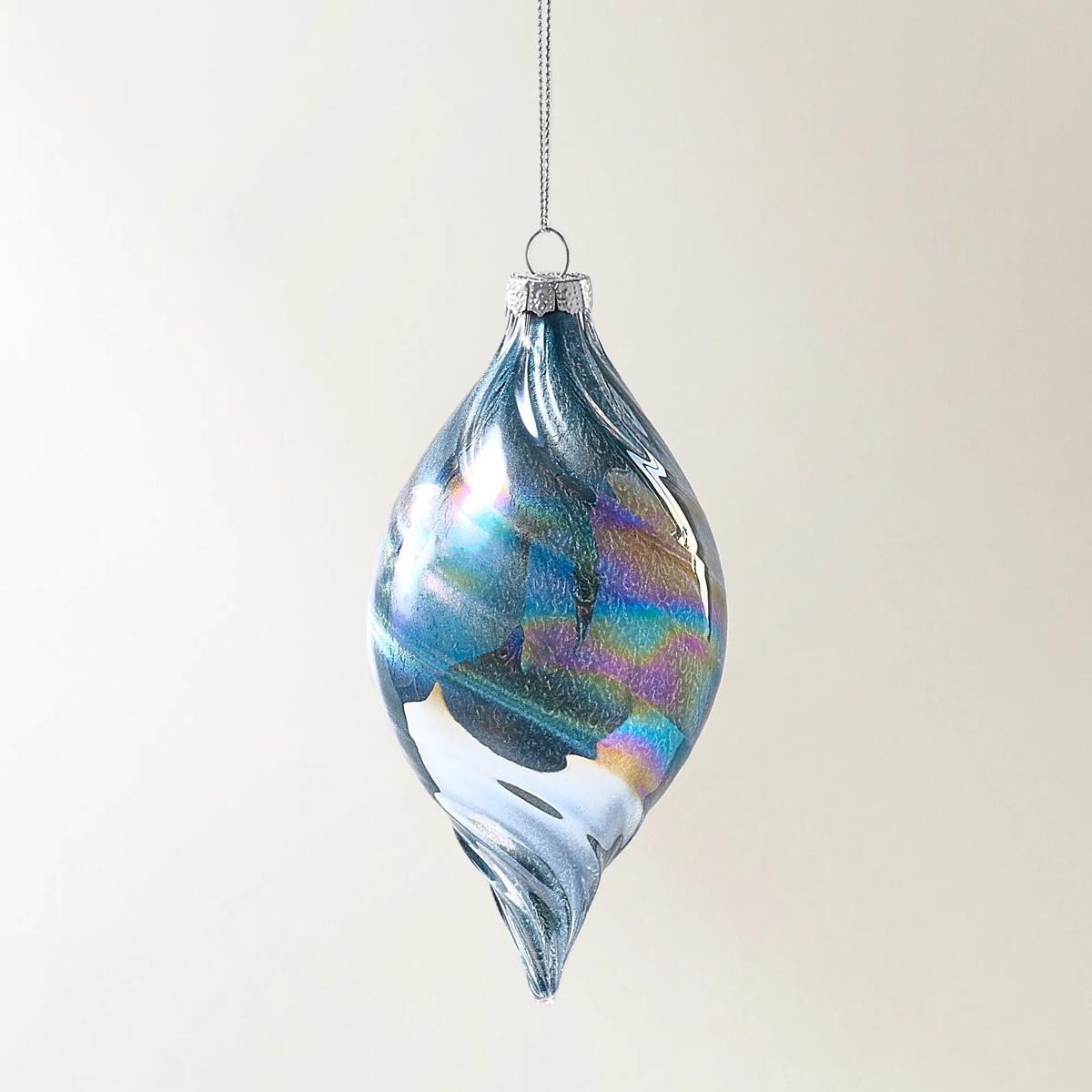 Iridescent Black Glass Ornament - Set of 6