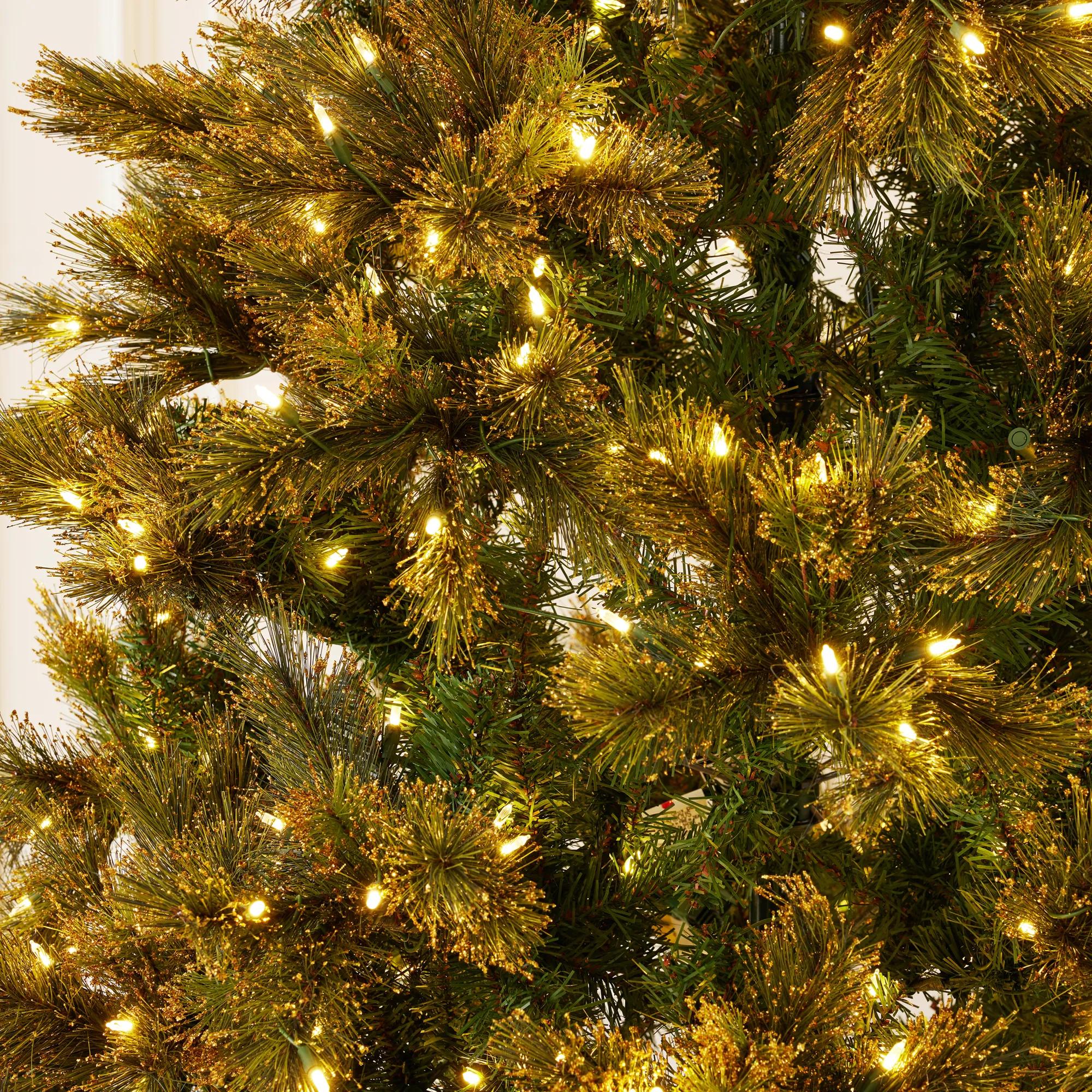 Pre-Lit Green Flock Tree 7'5"