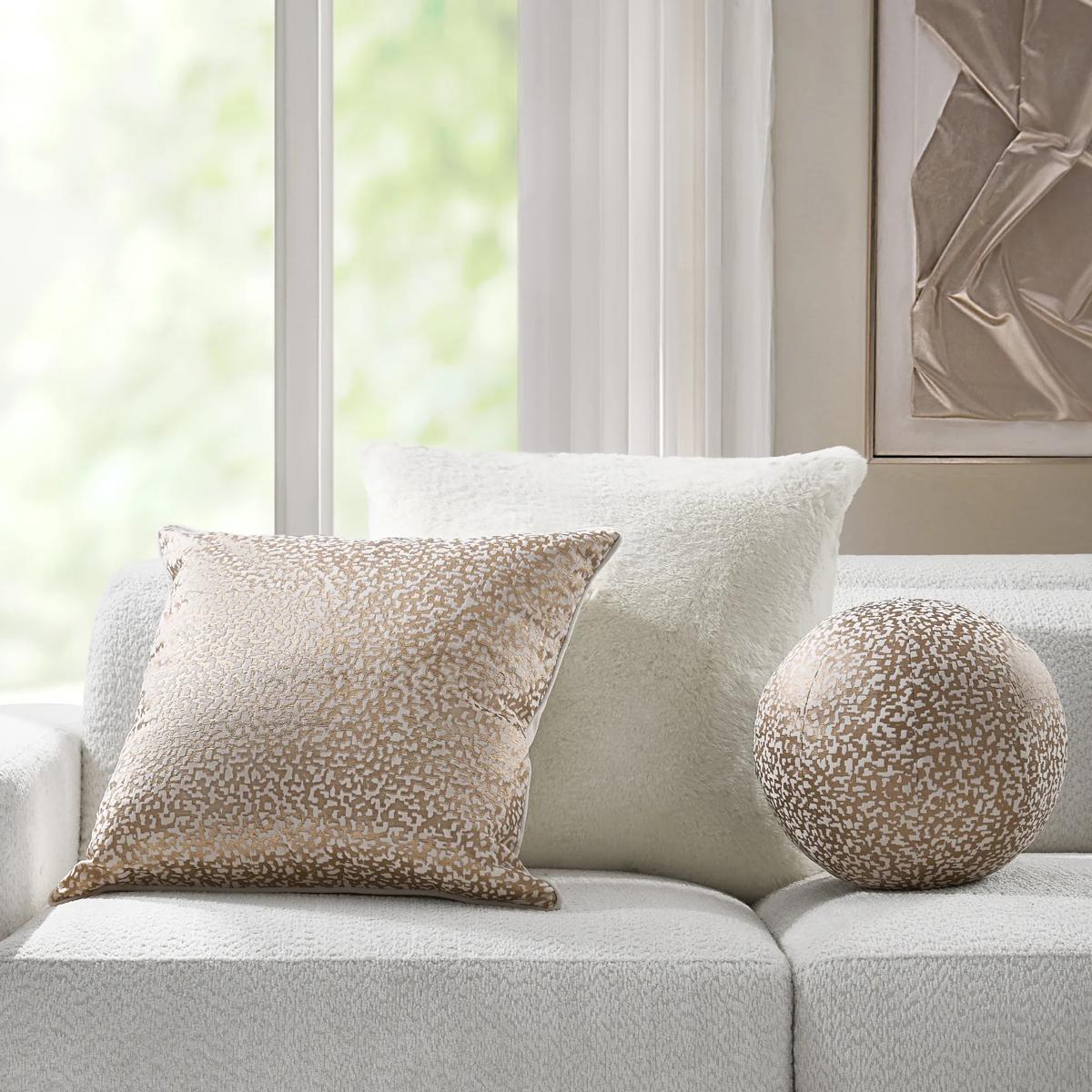 Nouvel Ball Pillow 12" - Ivory/Gold