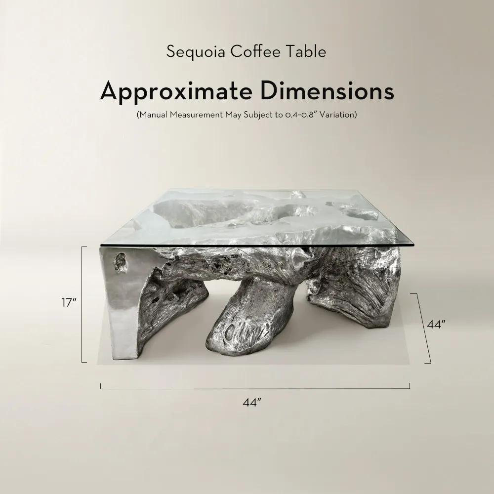Gallery1950 ホワイト スパイラルインテリア　ミッドセンチュリー Sequoia Silver Resin Coffee Table With Glass Top (44