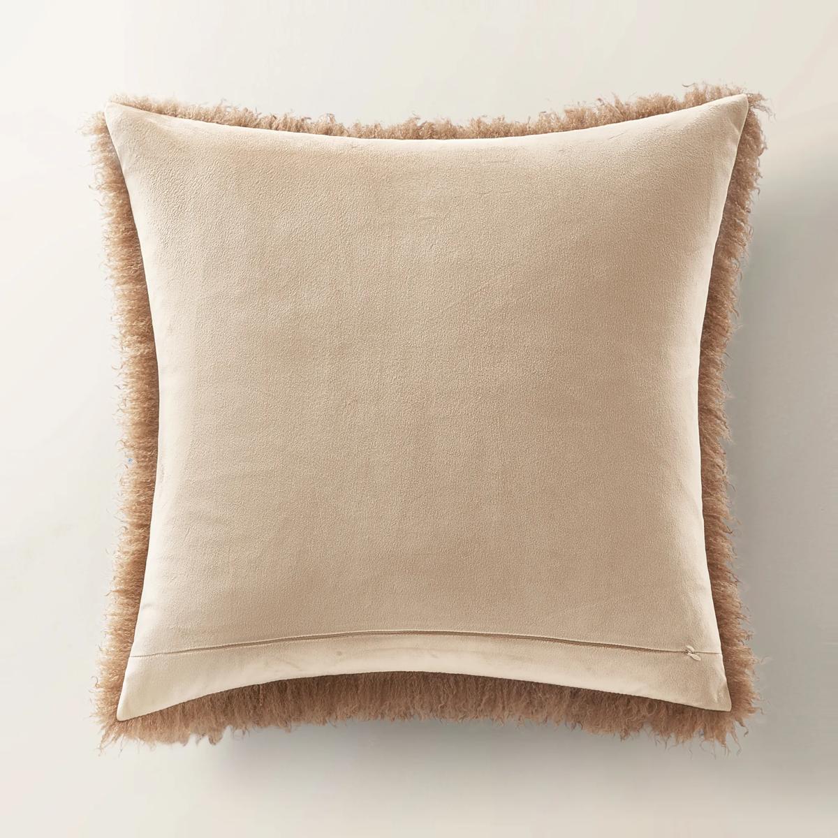 Micah Faux Mongolian Pillow 22" - Mocha