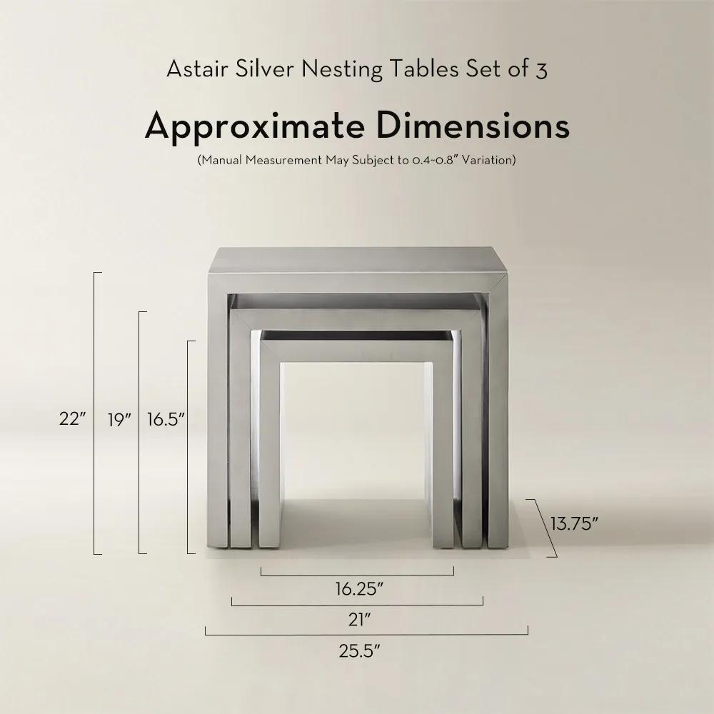 Astair Silver Nesting Accent Table Set Of 3 (16.25